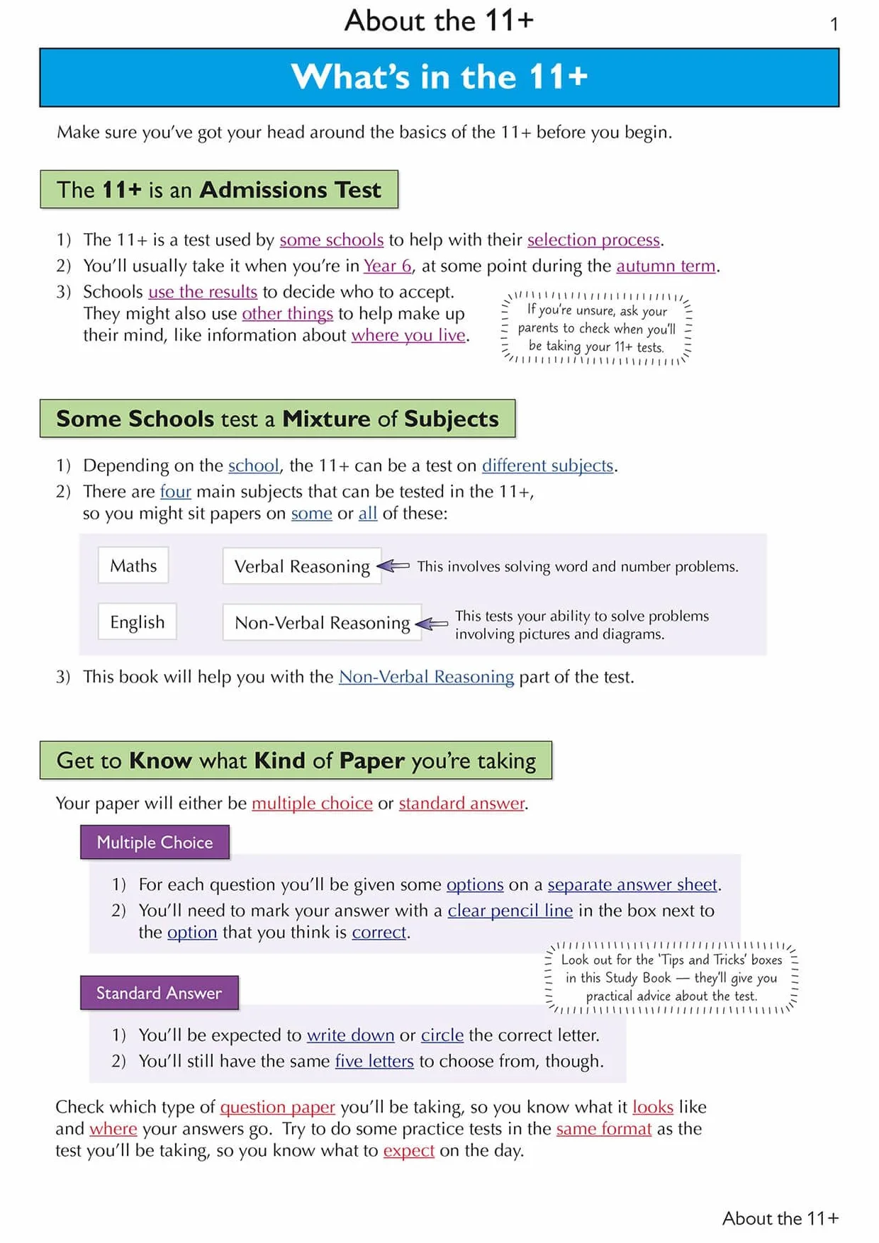 GL Non-Verbal Reasoning Study Book Parents Guide Online Edition