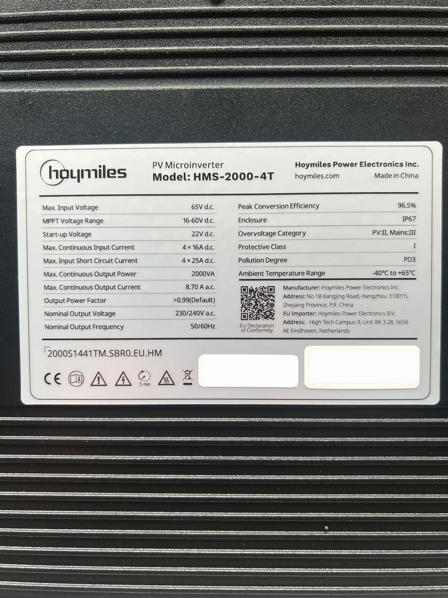 Hoymiles HMS-2000-4T prostownik mikrofalowy do czterech modułów solarnych 2000 W z opcjonalnym WiFi do elektrowni balkonowej (sterowanie: 0% zgodnie z §12 ust. 3 UstG)