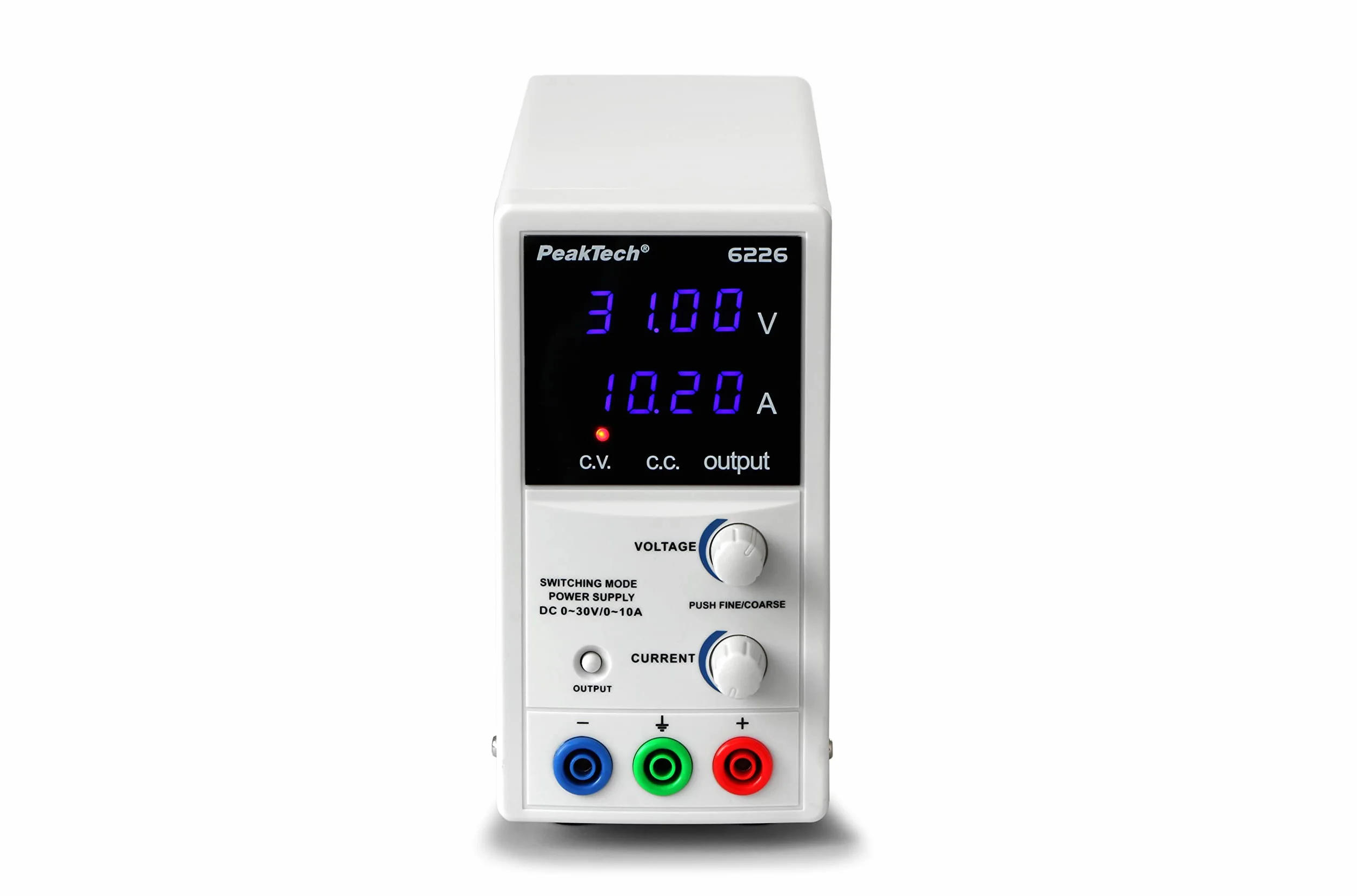 PeakTech 6226 - Laboratory Switching Mode Power Supply, DC 0-30 V/ 0-10 A, Adjustable 4 Digits Blue LED Display, Stabilized Switching Power Supply, Overload Protection and Short Circuit