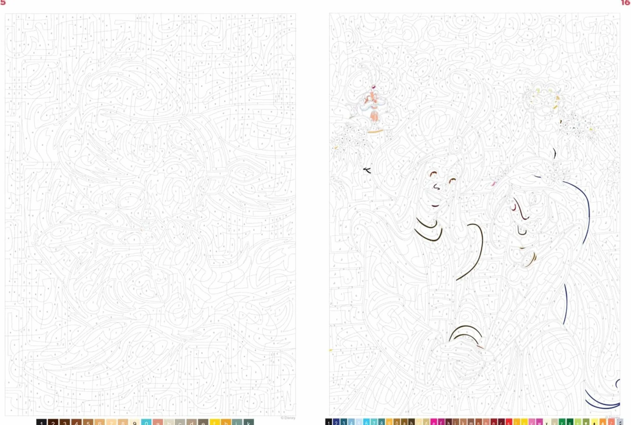 Disney Coloriages mystères Love Stories - Coloriez les chiffres et découvrez l'image