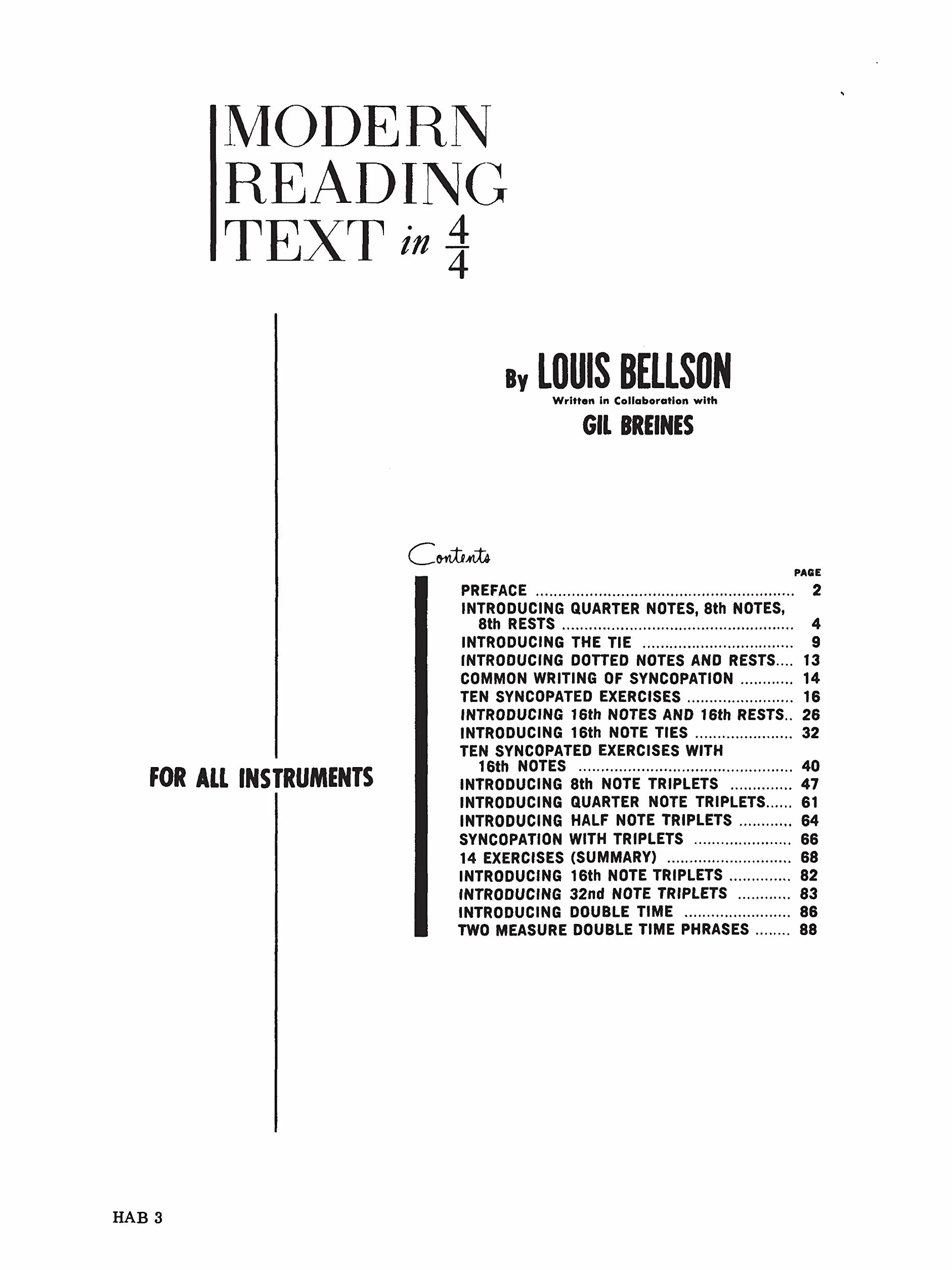 Louis Bellson & Gil Breines Modern Reading Text in 4/4: Syncopation Studies for Sight Reading