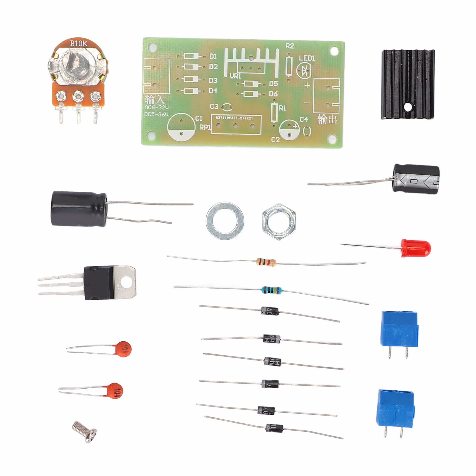 Regulowany Regulowany Zestaw Zasilania LM317 Zabezpieczenie Wyjścia Obwód Prostownika Wejście Regulowany Zestaw Napięcia Wejście DC 5-35V Wejście AC 6-25V