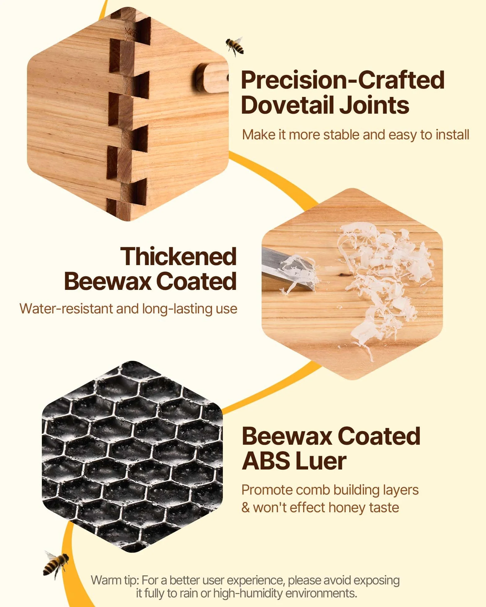 VEVOR Bee Hive 30 ramek, ule, zestaw startowy, drewno cedrowe powlekane woskiem pszczelim, 2 głębokie + 1 średnie pudełka na pszczoły, zestaw do ula Langstroth, przezroczyste okna akrylowe z