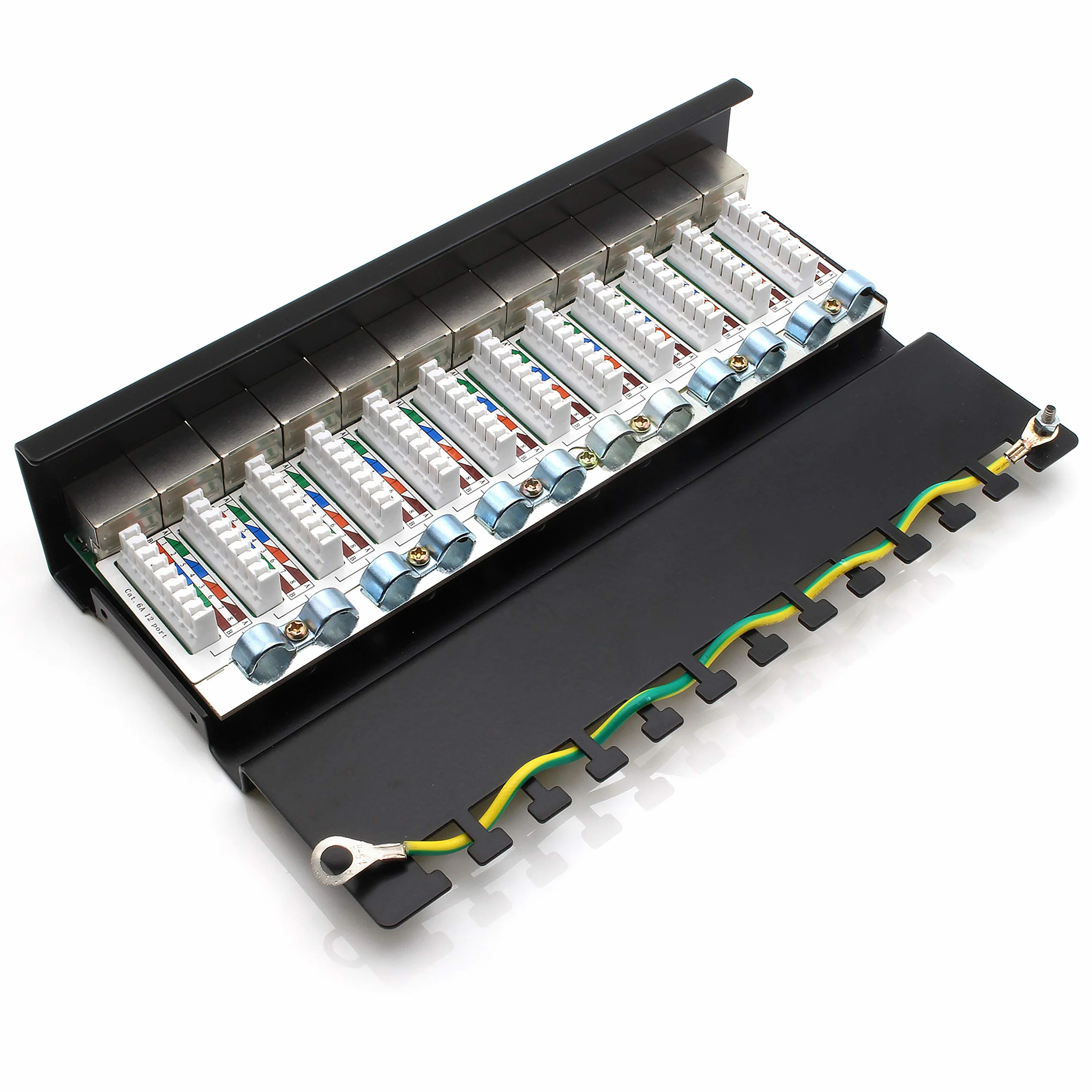 Metalowa obudowa Patchpanel CAT6a, 12 portów, gniazdo RJ45, kolor czarny
