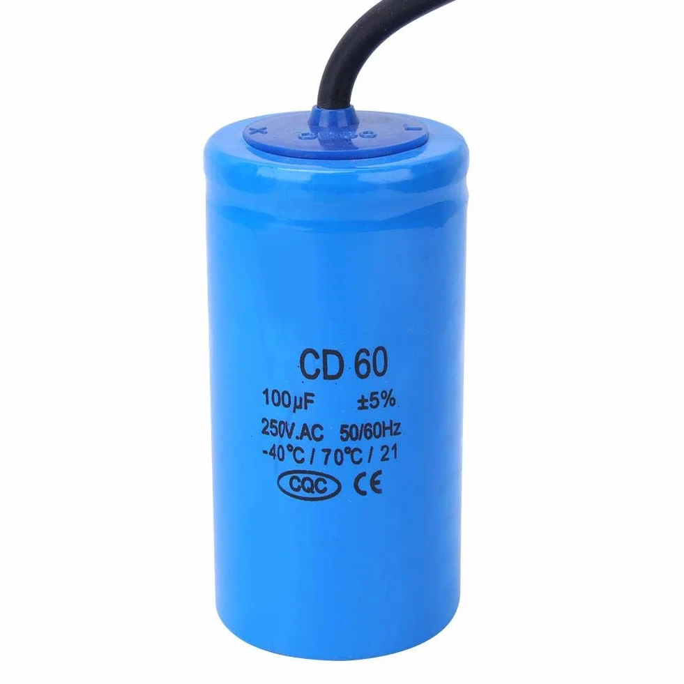 Kondensator silnika 250 V 100 uf elektroniczny element CD60 Przeciwwybuchowy kondensator do lodówek, klimatyzatorów i generatorów