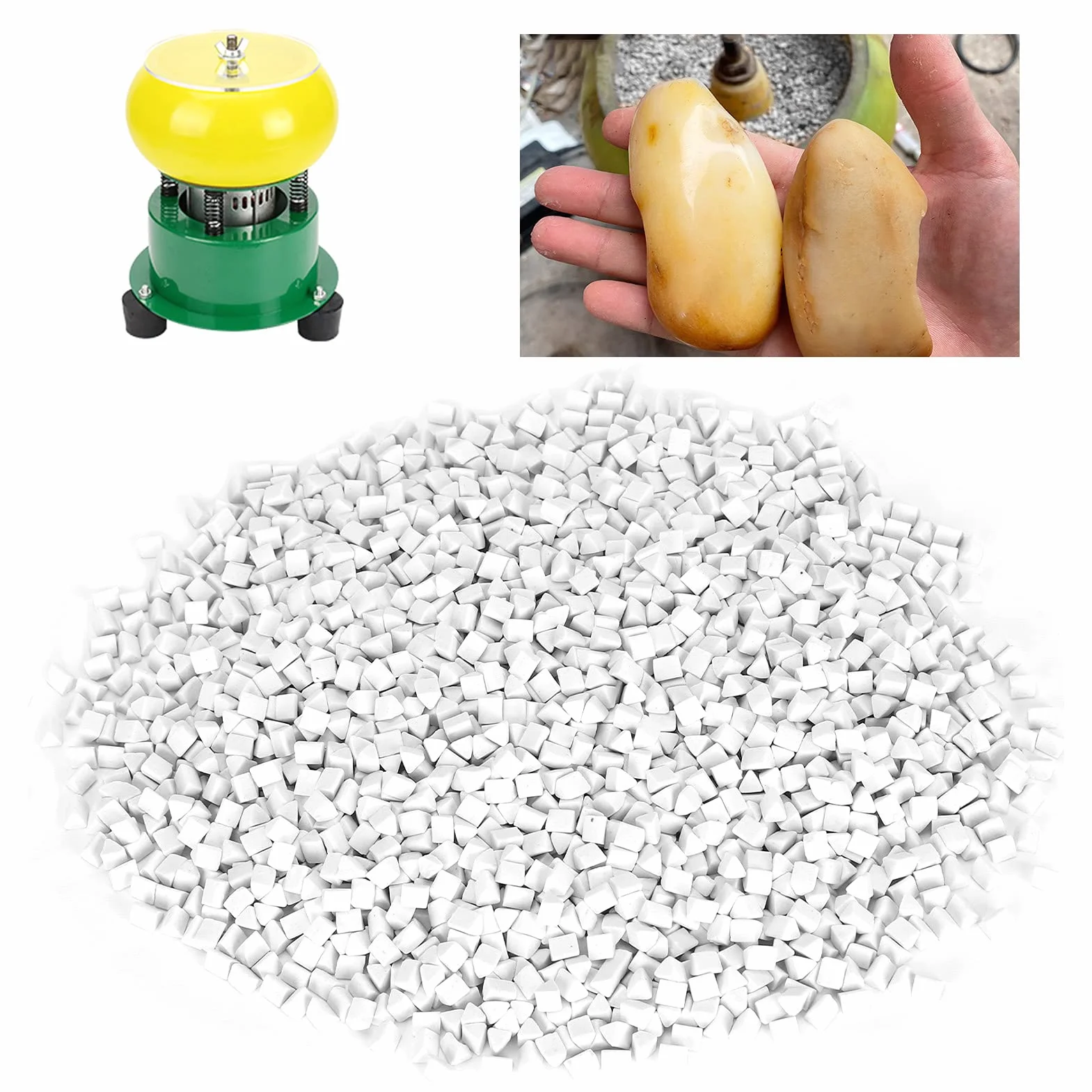 Materiał ścierny do polerowania, ceramiczne granulki dla bębna skalnego, trójkątne 4 mm, 500 g