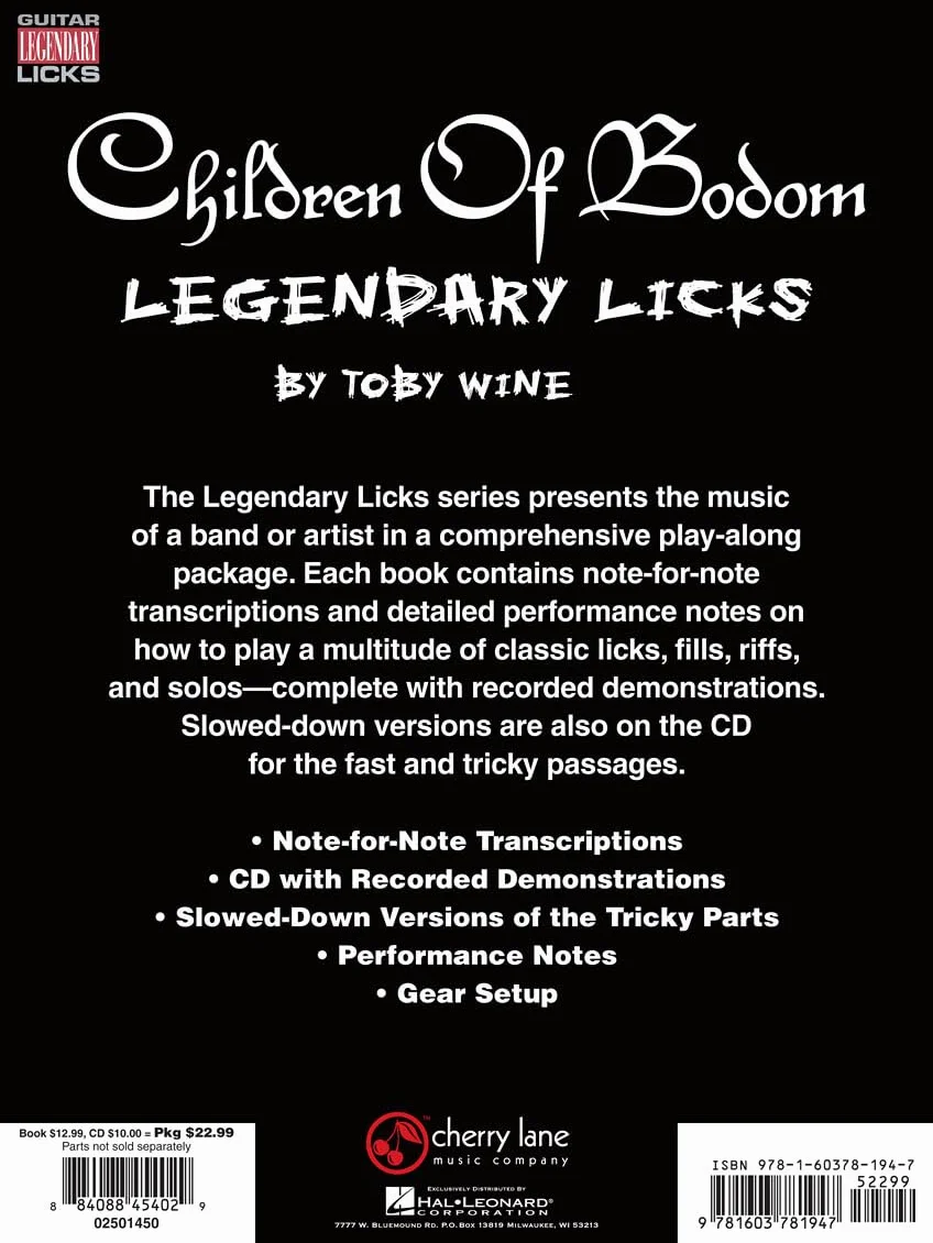 Children of bodom - legendary licks guitare +cd: An Inside Look at the Guitar Style of Alexi Laiho