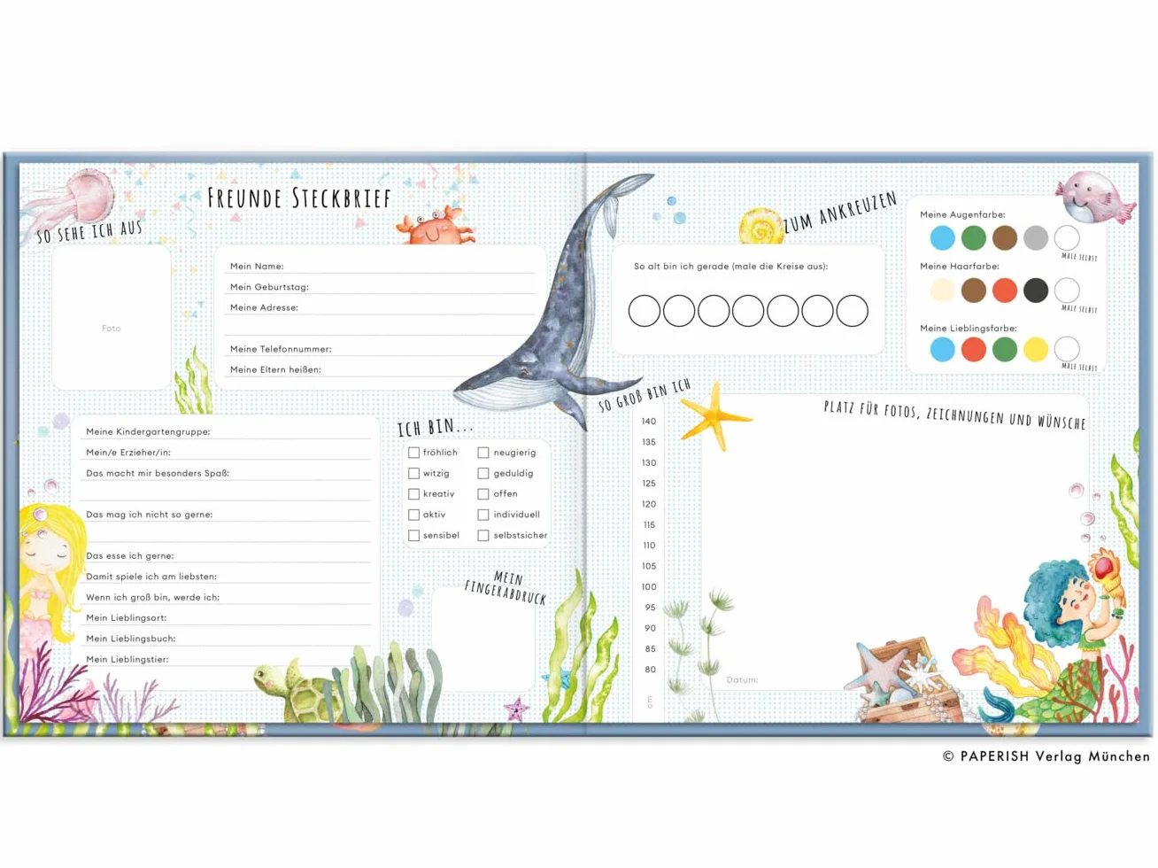 Kindergartenfreunde - MEERJUNGFRAU: ein Album für meine ersten Freunde (Freundebuch Kindergarten 3 Jahre) PAPERISH®