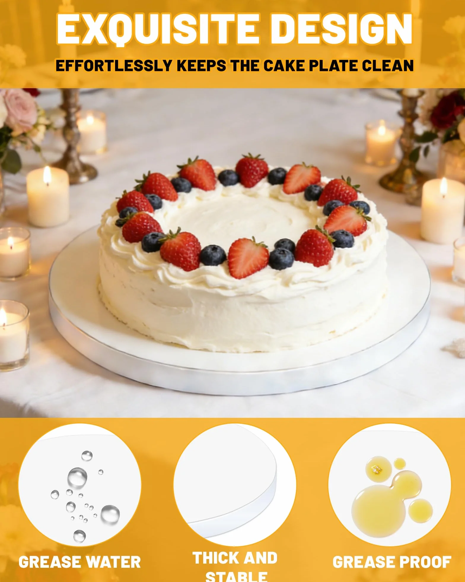 6 sztuk okrągłych podstawek pod tort 25 cm (10 cali) grubość 12 mm wzmocnione i stabilne białe Cake Drum, wielokrotnego użytku idealne do transportu i prezentacji tortów i deserów