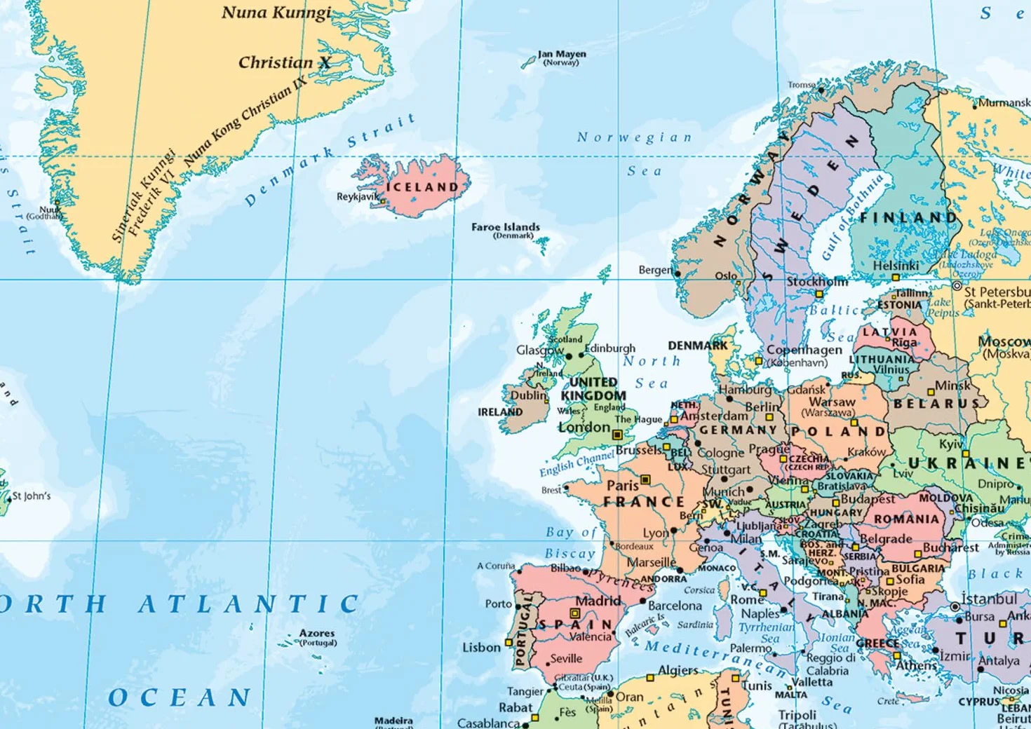 Collins Large World Wall Paper Map 70 x 91.5 cm with Flags