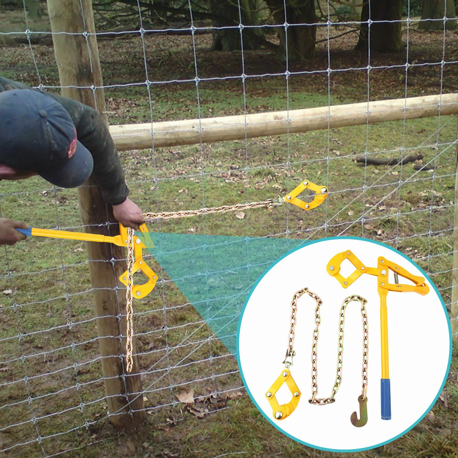 Napinacz ogrodzenia z łańcuchem 1,2 m stal węglowa