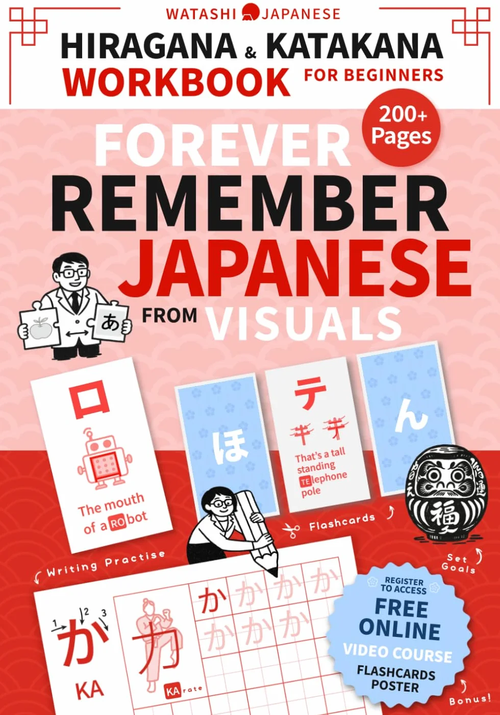 Japanese Hiragana & Katakana Visual Workbook for Beginners: Master Reading, Writing, Pronunciation & Vocabulary