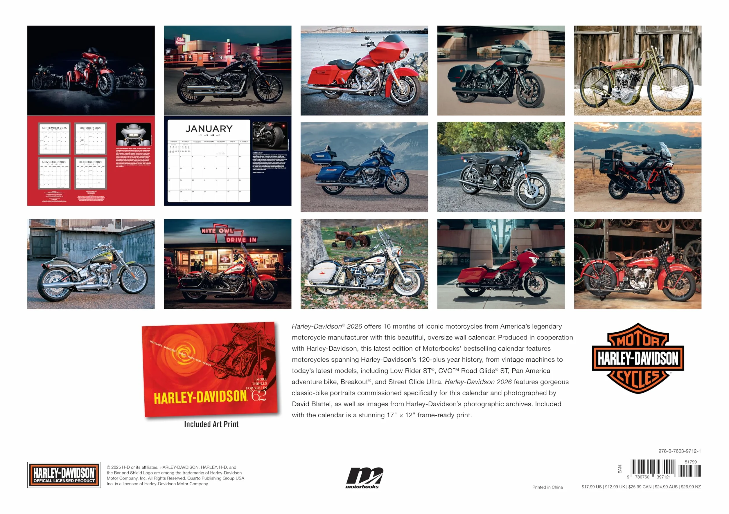 Harley-Davidson 2026 17x12: 16-Month Calendar--September 2025 through December 2026