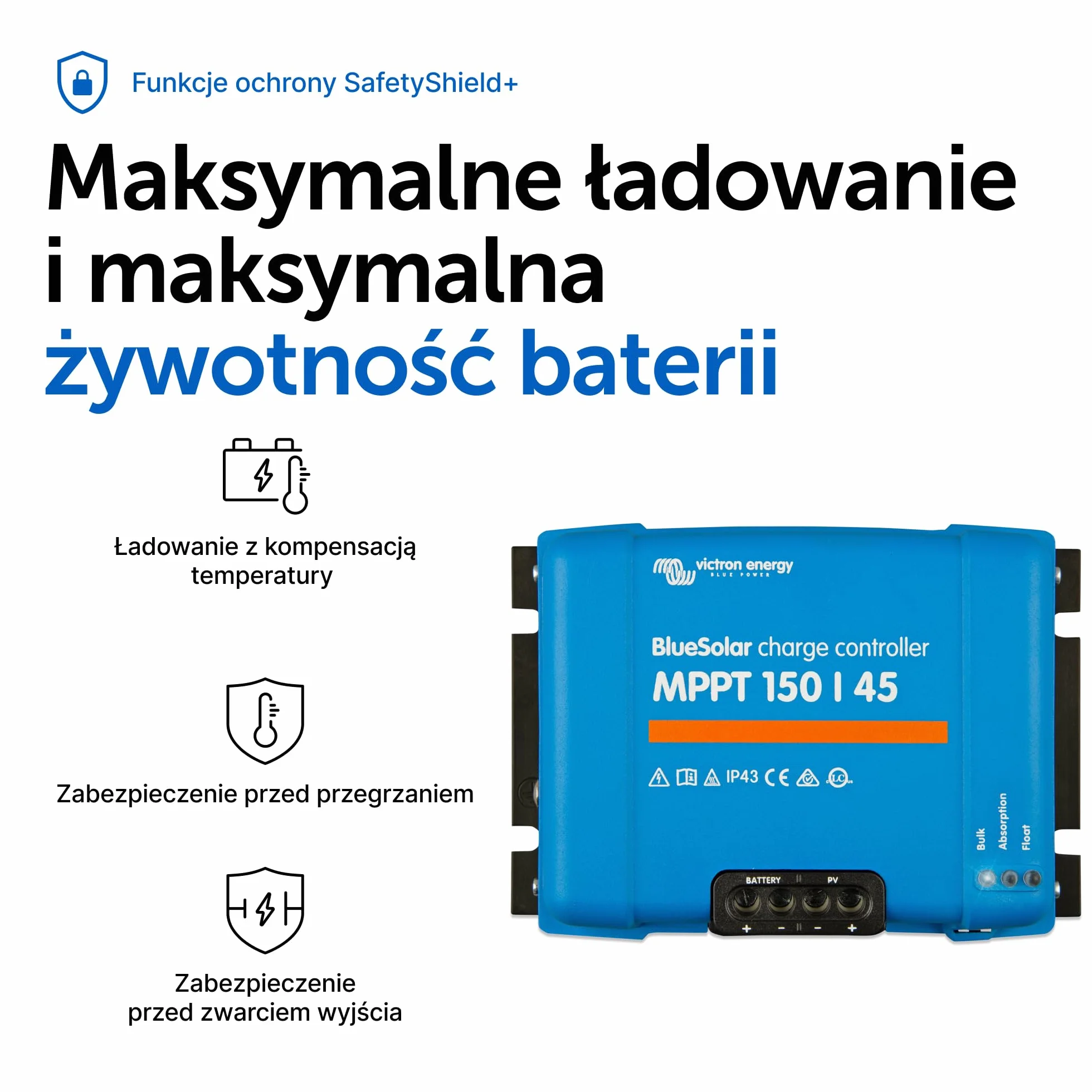 Victron Energy BlueSolar MPPT 150V 45A 12/24/36/48V Kontroler Ładowania Słonecznego