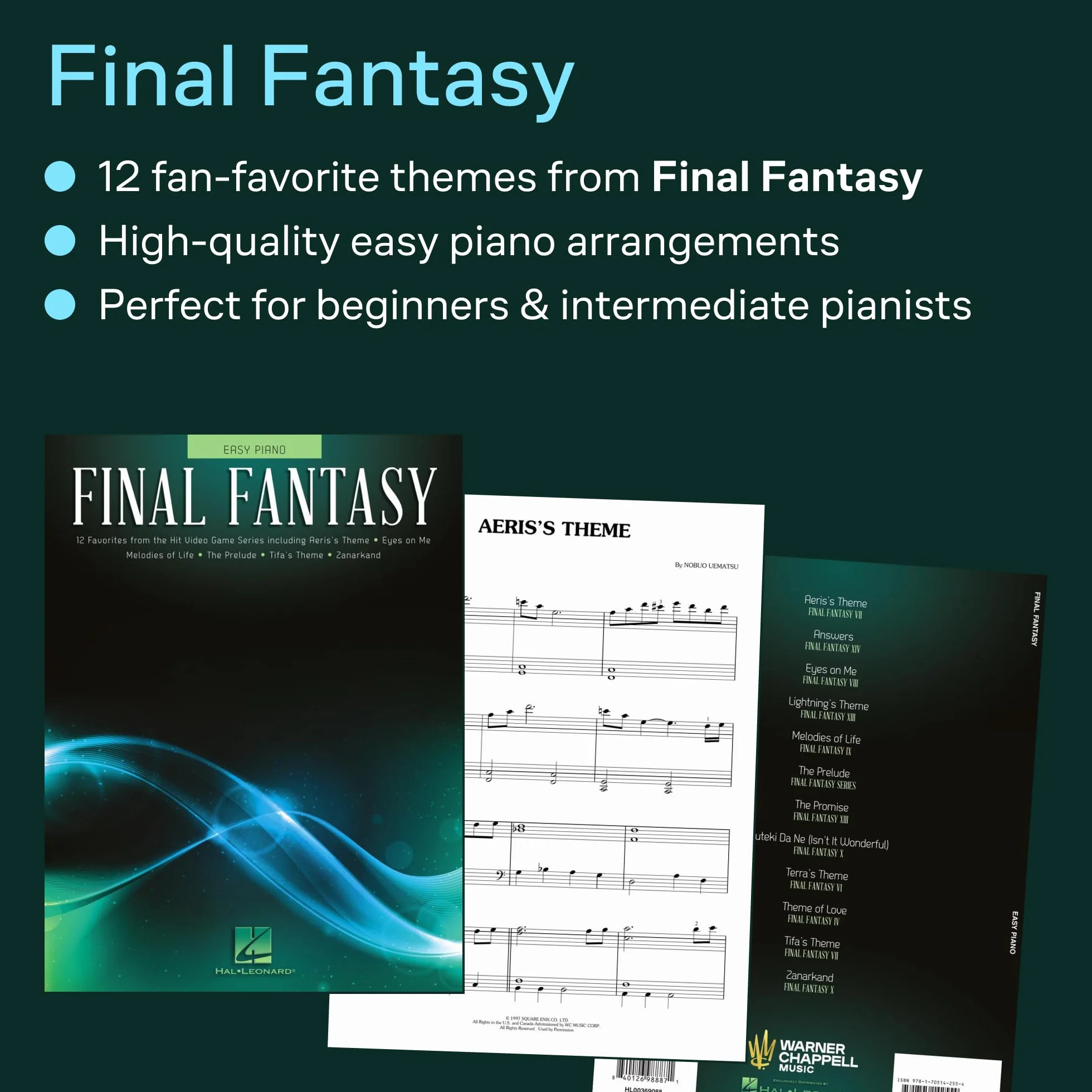 Final Fantasy Easy Piano Songbook 12 Video Game Sheet Music Favorites Including Aeris's Theme