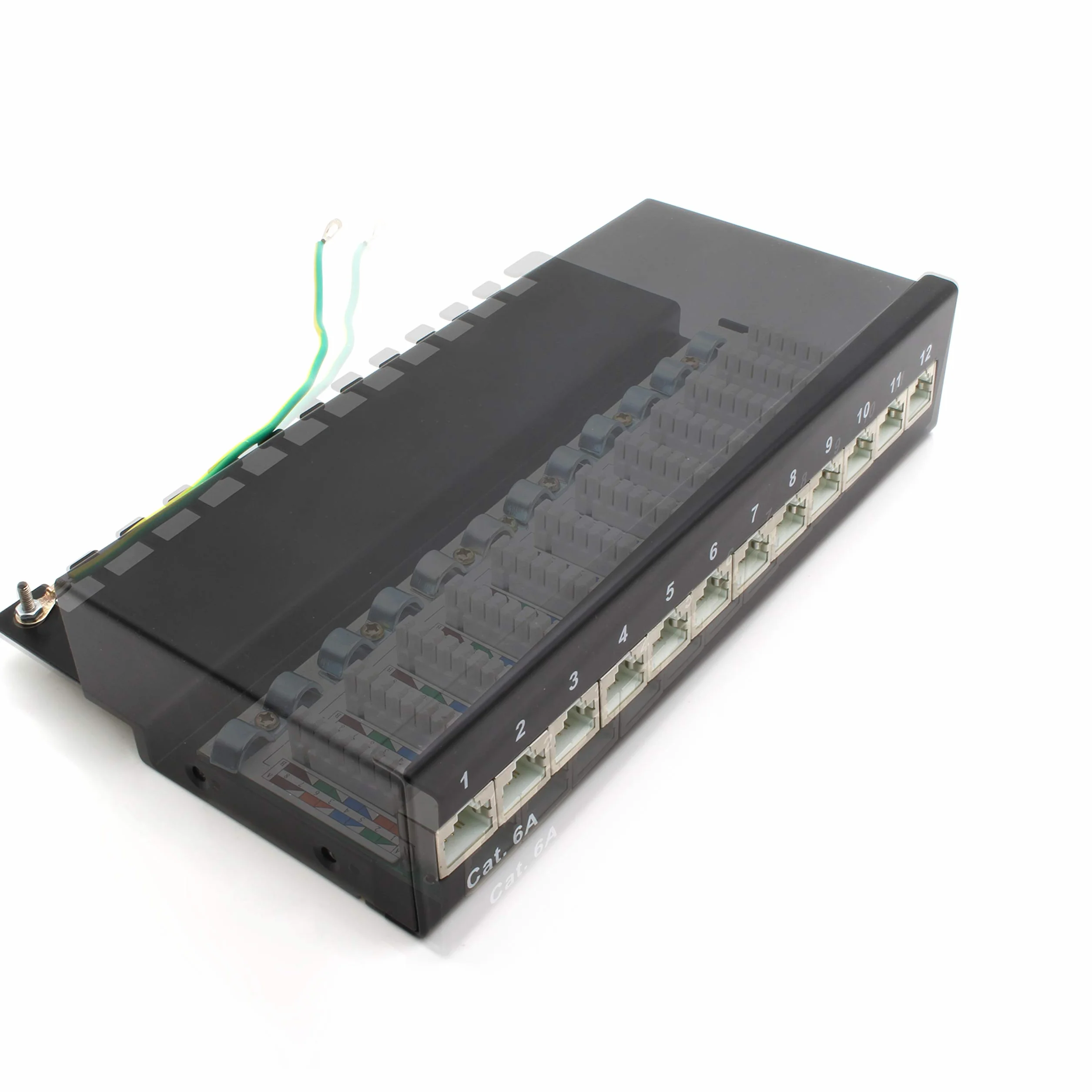 Metalowa obudowa Patchpanel CAT6a, 12 portów, gniazdo RJ45, kolor czarny