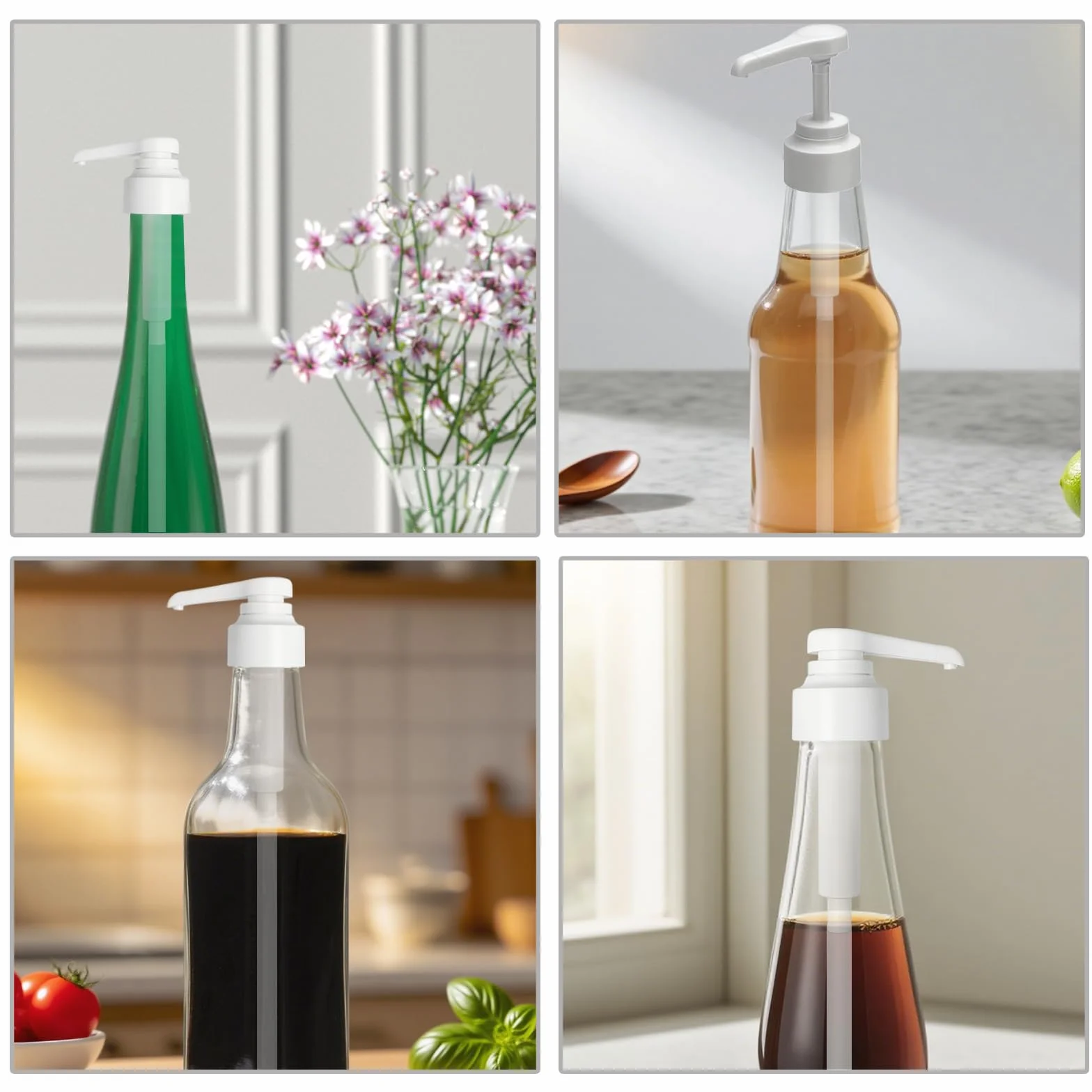 HENGBIRD Pompa dozująca 1 l, precyzyjny dozownik z pompką 10 ml, kompatybilny z pompką syropu Monin 0,7/1,0 l, dozownik syropu wielokrotnego użytku do Vital Drink Zerop, Best Body Syrop i nie tylko