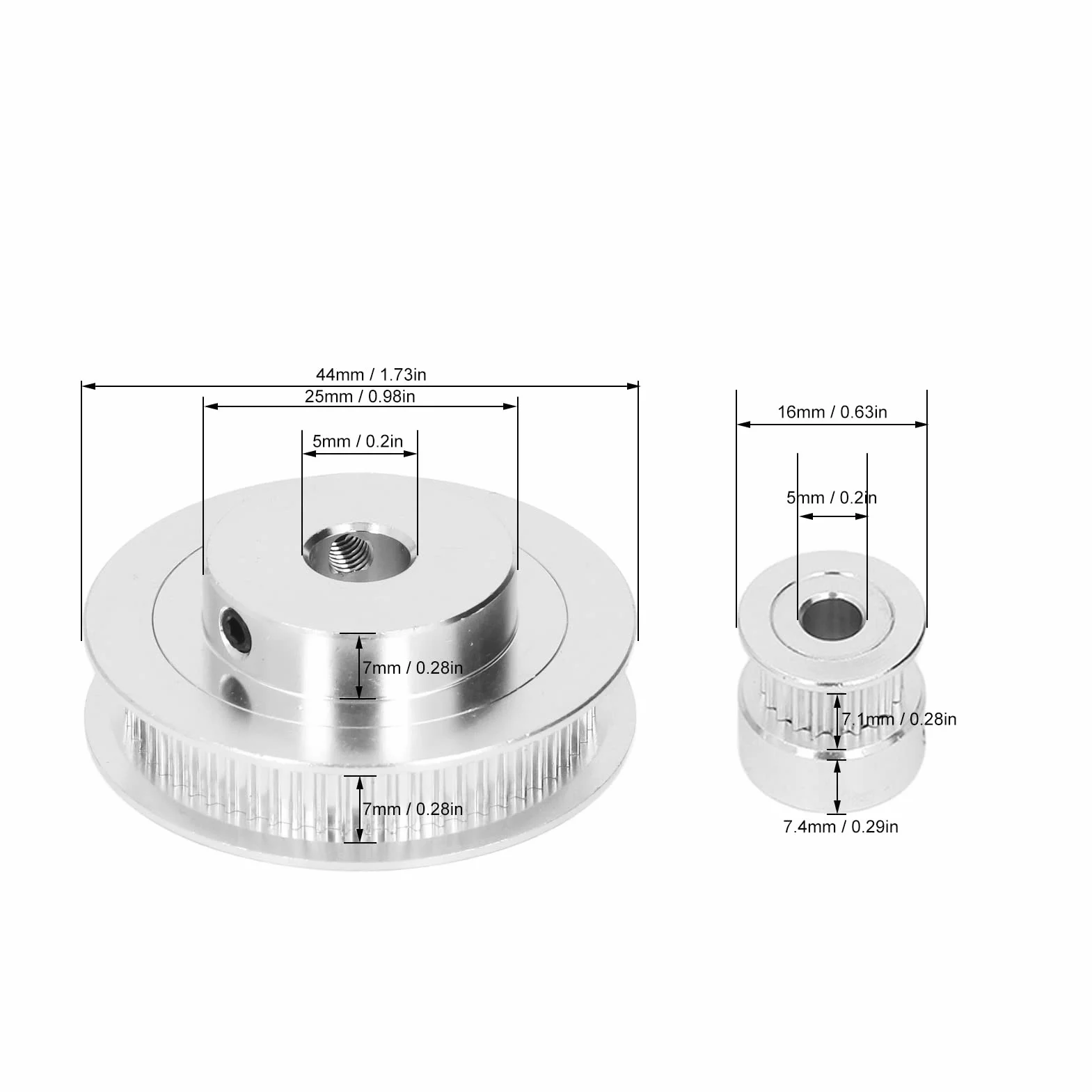 GT2 Koło Synchroniczne Zestaw kół Pasowych Silnika Krokowego Aluminiowe Pas 200mm 6mm do Drukarki 3D 5mm