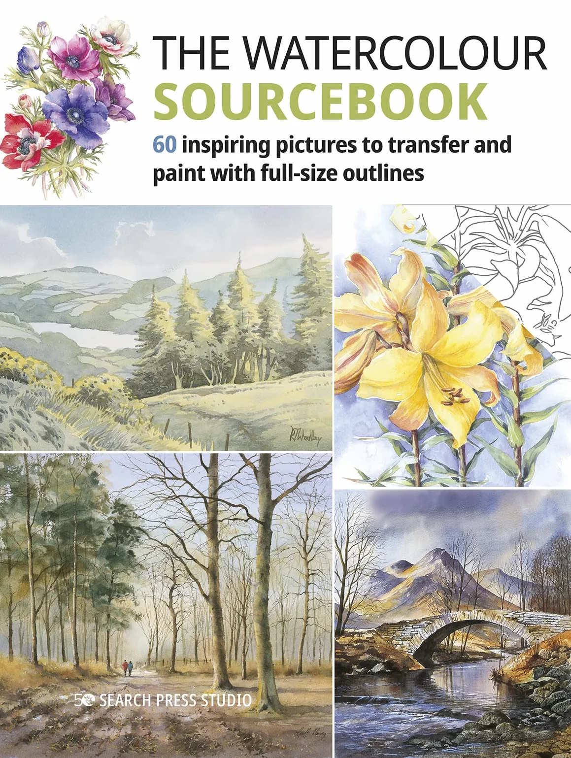 The Watercolour Sourcebook: 60 Inspiring Pictures to Transfer and Paint with Full-Size Outlines