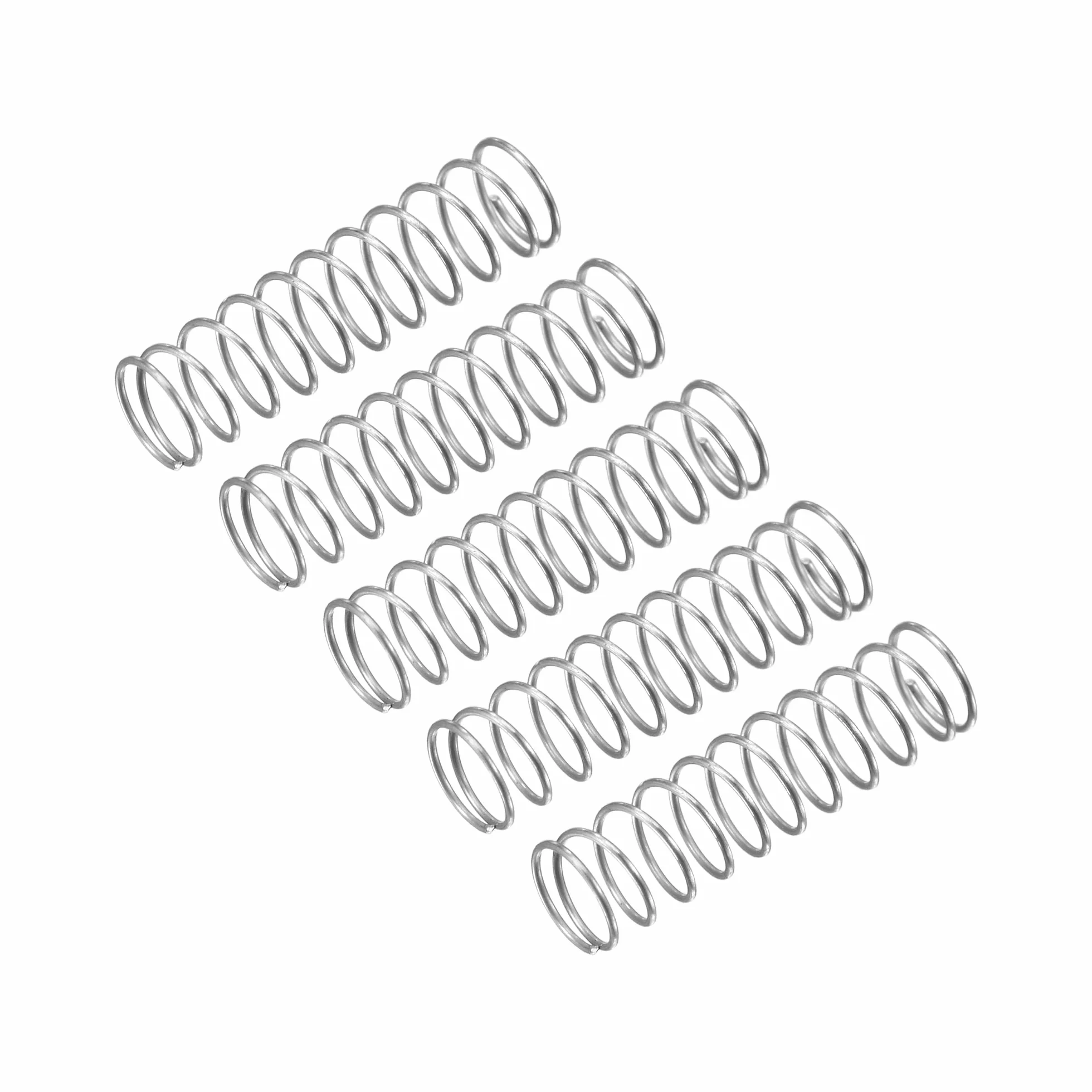QUARKZMAN Sprężyna kompresyjna, 5 szt. Stal nierdzewna 304, 4mm OD, rozmiar drutu 0,3mm, długość 15 mm, srebrny odcień
