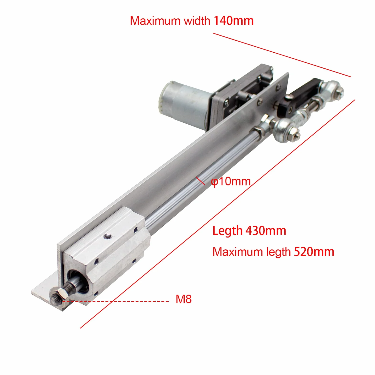 Toplionace Siłownik Liniowy z Cyklem Posuwisto Zwrotnym, Regulowany Silnik z Przekładnią Teleskopową 12 V/24 V DC DIY z Regulatorem Prędkości Skok 3-15 cm (DC24V, 45RPM)