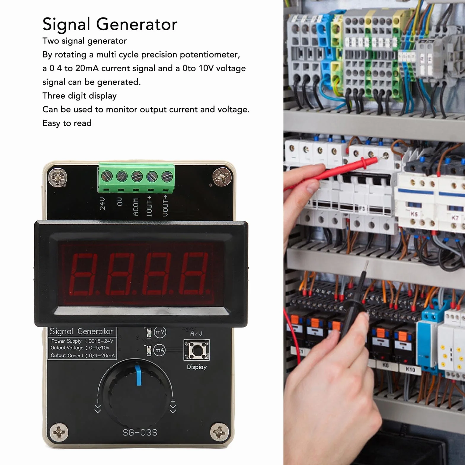 Regulowany Generator Sygnału 4-20mA, Analogowy Symulator Napięcia Prądu z Wyświetlaczem 0-10V/0-22mA