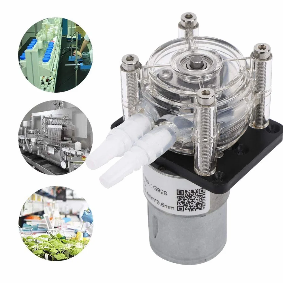 Pompa perystaltyczna o dużym przepływie, podwójna głowica, odporne na dozowanie cieczy z rurką BPT, do laboratorium, analityczna analiza próbek transmisji, 500 ml/min (12 V)