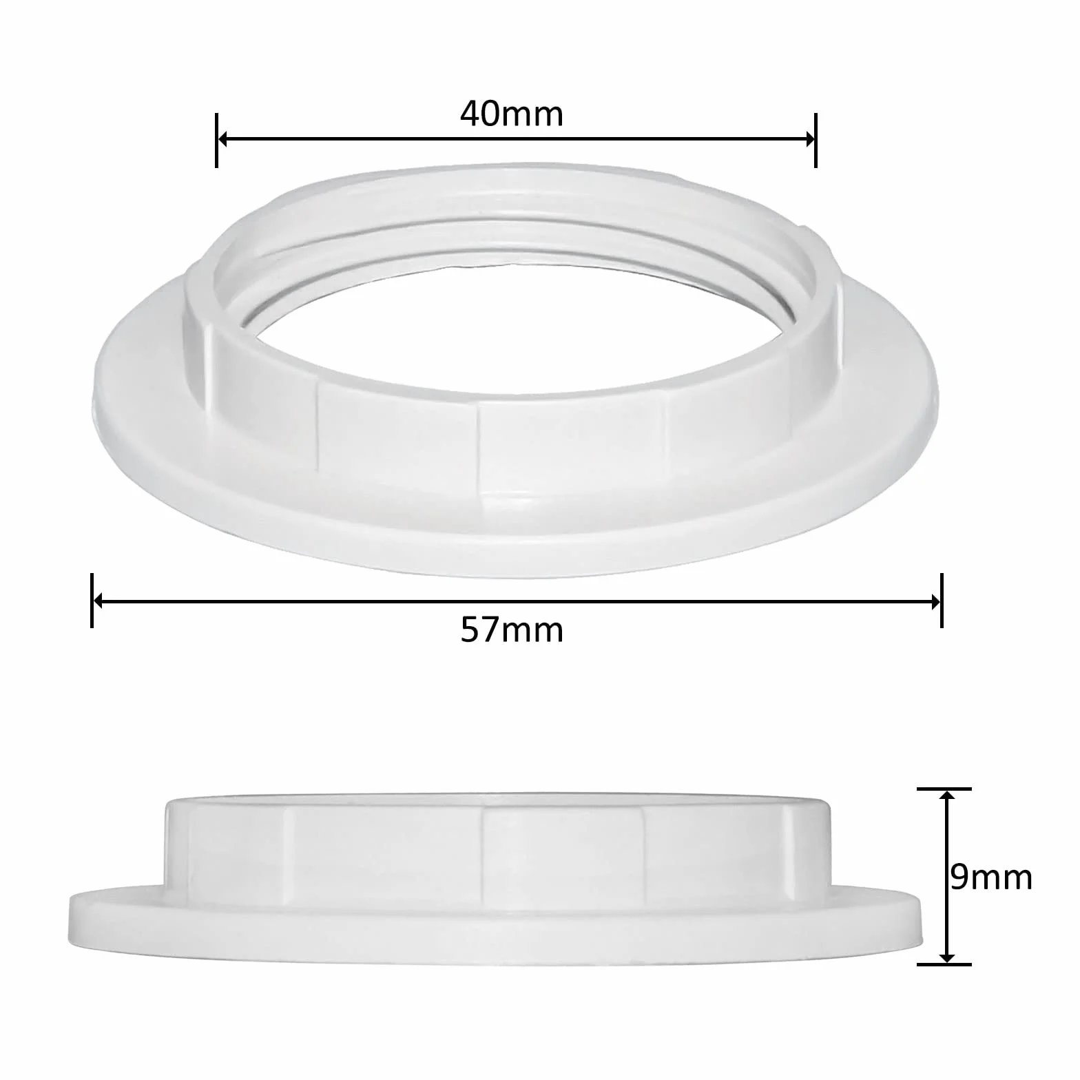 Pierścień redukcyjny E27 40 mm z kołnierzem śrubowym do lamp