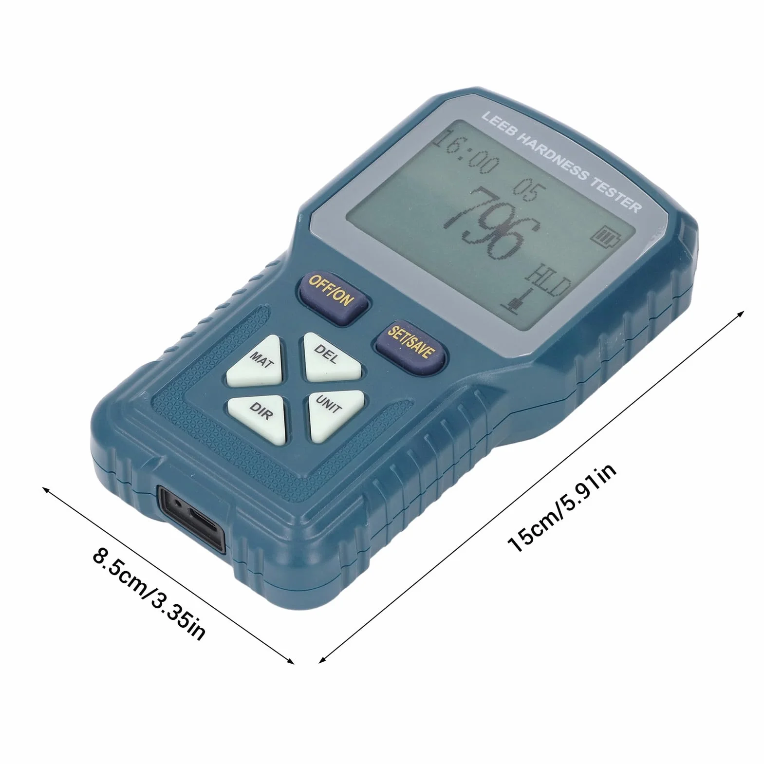 Tester Twardości Metalu, Zestaw do Pomiaru Twardości z Wyświetlaczem LCD, Bateria 1800 MAh, Przenośny Miernik Twardości do Stali, Miedzi i Mosiądzu (wtyczka UE)
