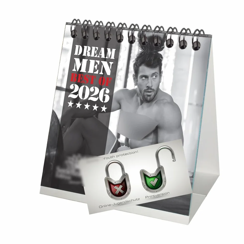Sexy Dream Men kalendarz stołowy 10 cm x 10 cm na rok 2026 erotyka mężczyźni - Seelenzauber