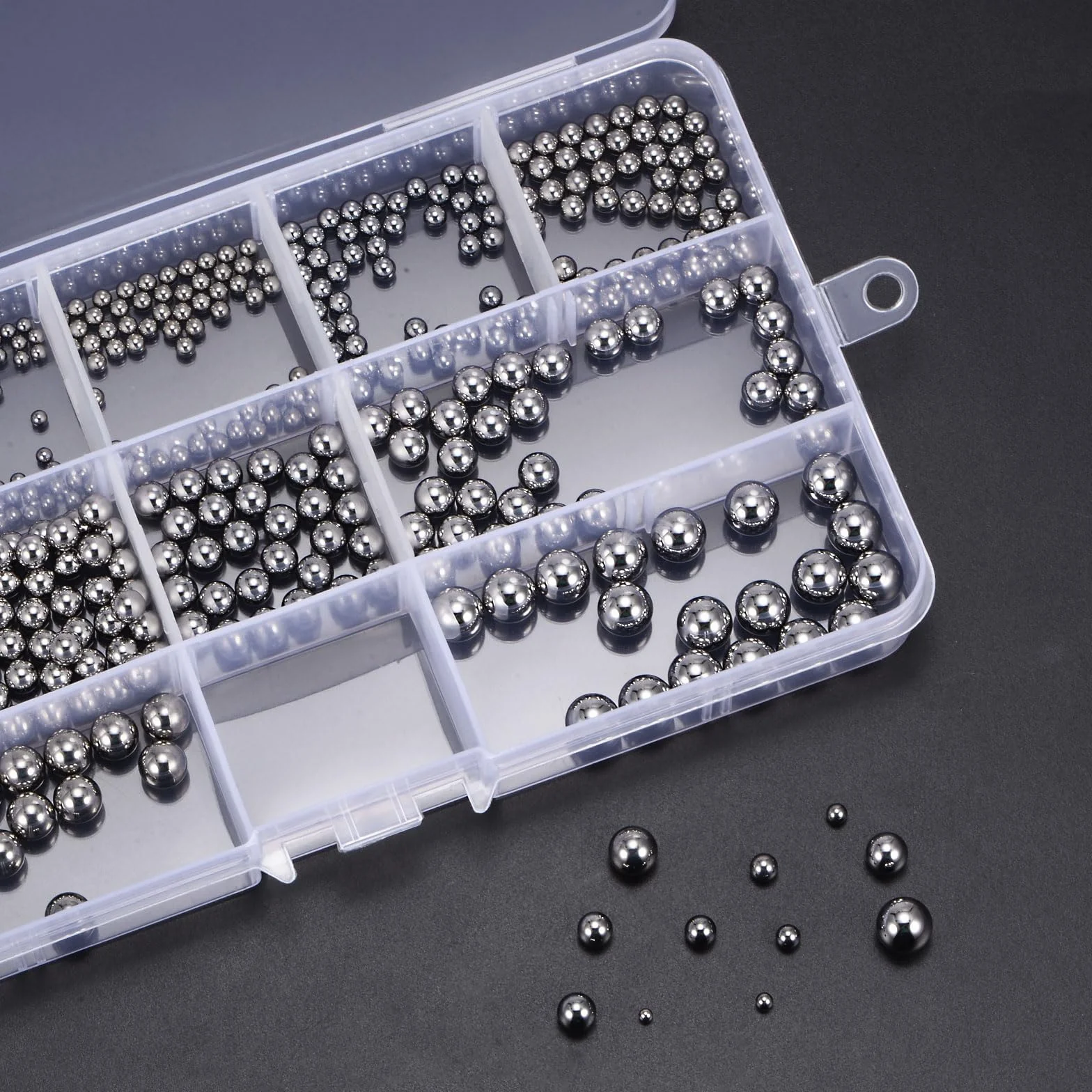 QUARKZMAN Zestaw 520 sztuk kul precyzyjnych G16 2-8 mm stal chromowana