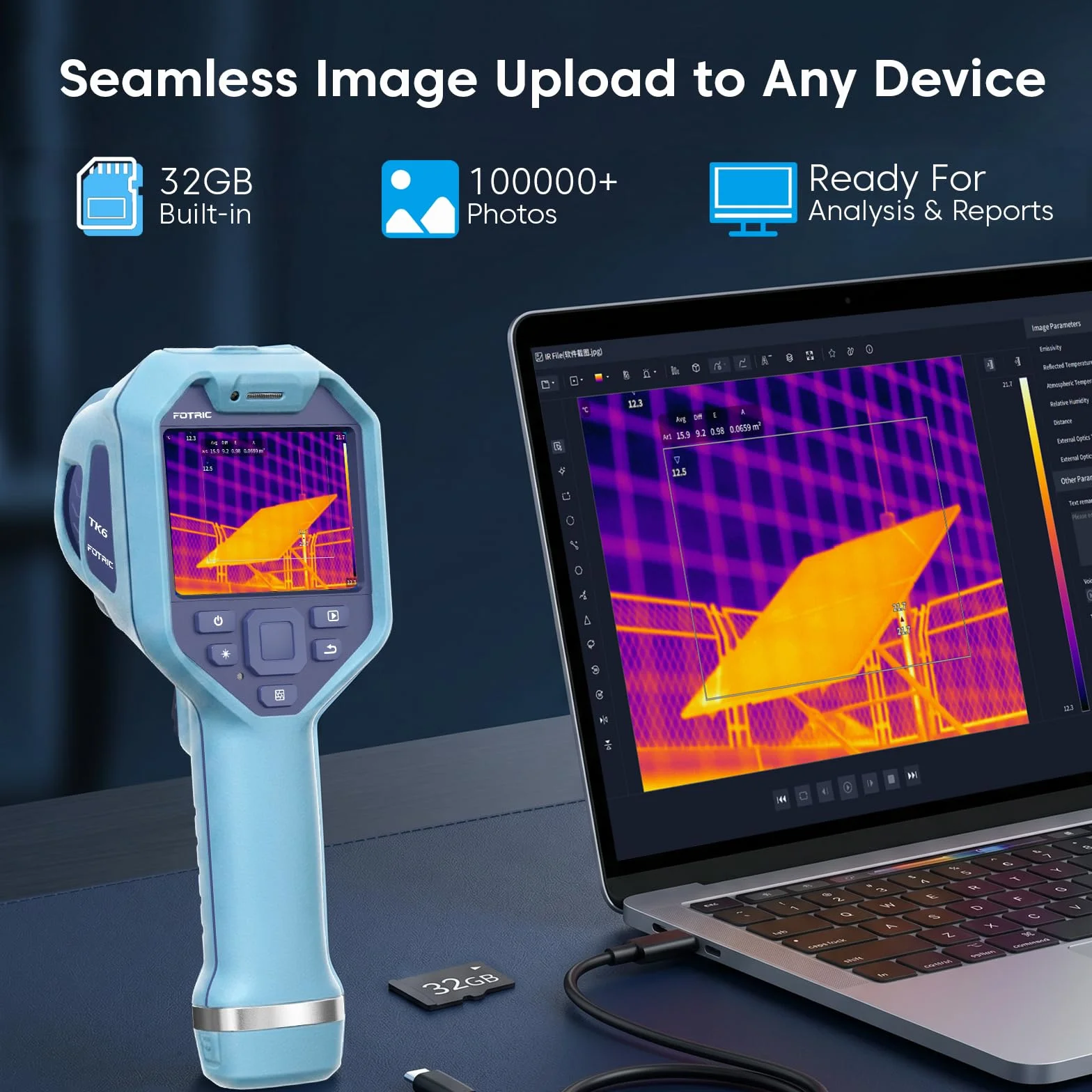 Kamera termowizyjna TK6 384x288 IR 25°x19° FOV ręczne ustawianie ostrości 5 MP -15,6°C do 550°C
