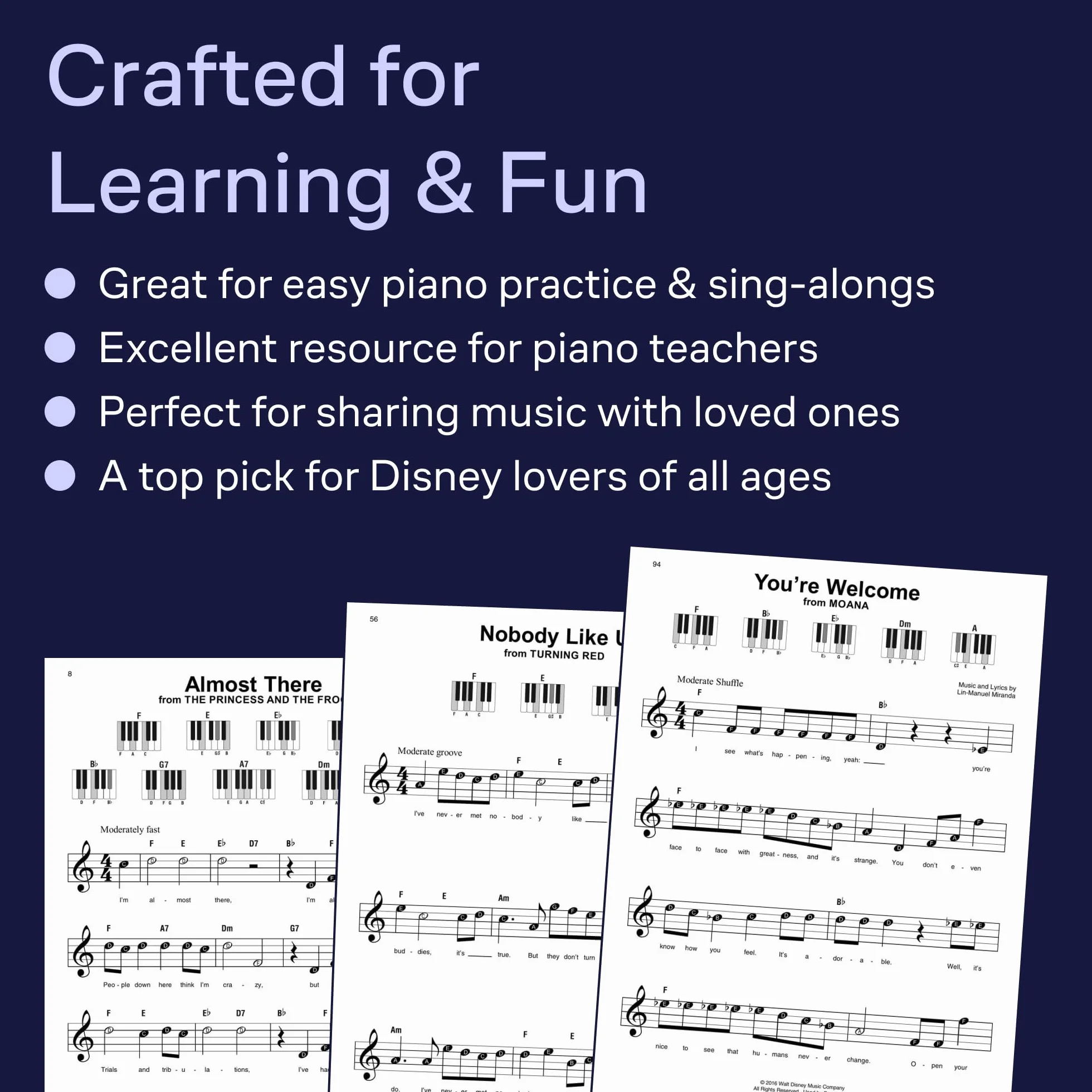 Disney Hits - Super Easy Songbook: 47 Simple Arrangements for Piano with Lyrics