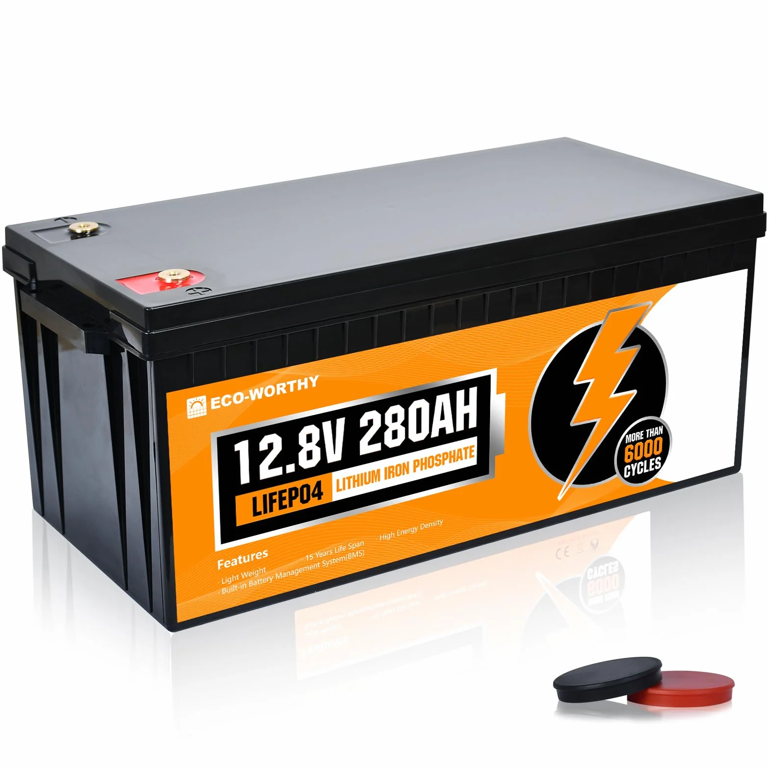 ECO-WORTHY LiFePO4 akumulator 12 V 280 Ah z BMS 6000 cykli bateria litowa 3584 Wh zestaw do kamperów