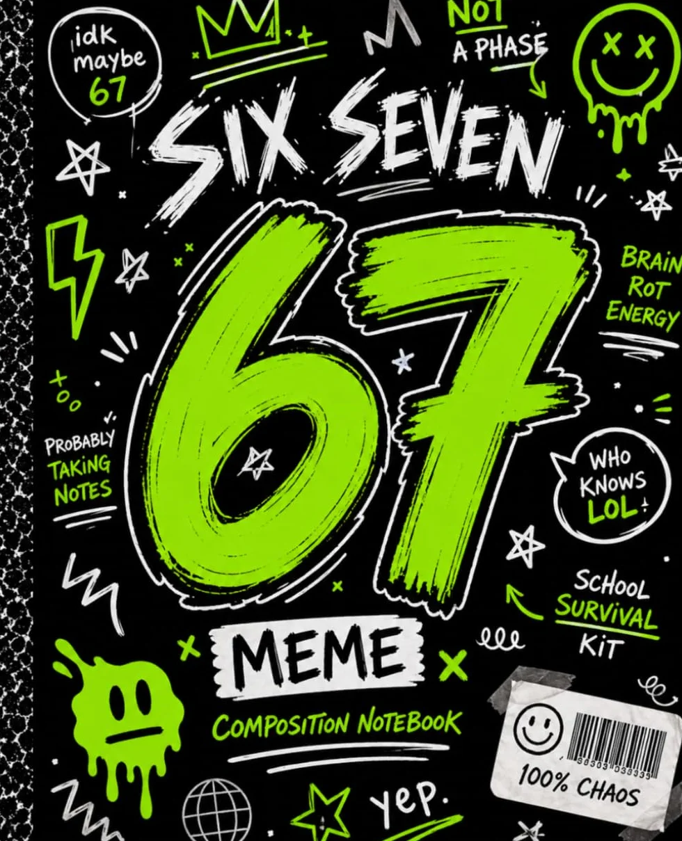 Six Seven Meme Composition Notebook: Funny Viral 67 Aesthetic Journal for Teens and Students | Wide Ruled School Notebook