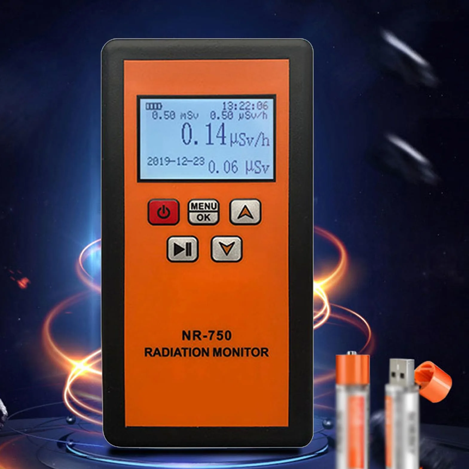Geiger NR-750 przenośny detektor promieniowania jądrowego, wyświetlacz LCD, detektor promieniowania jądrowego, radioaktywny tester domowy β Y, rozpoznawanie wibracji dźwiękowych, potrójny