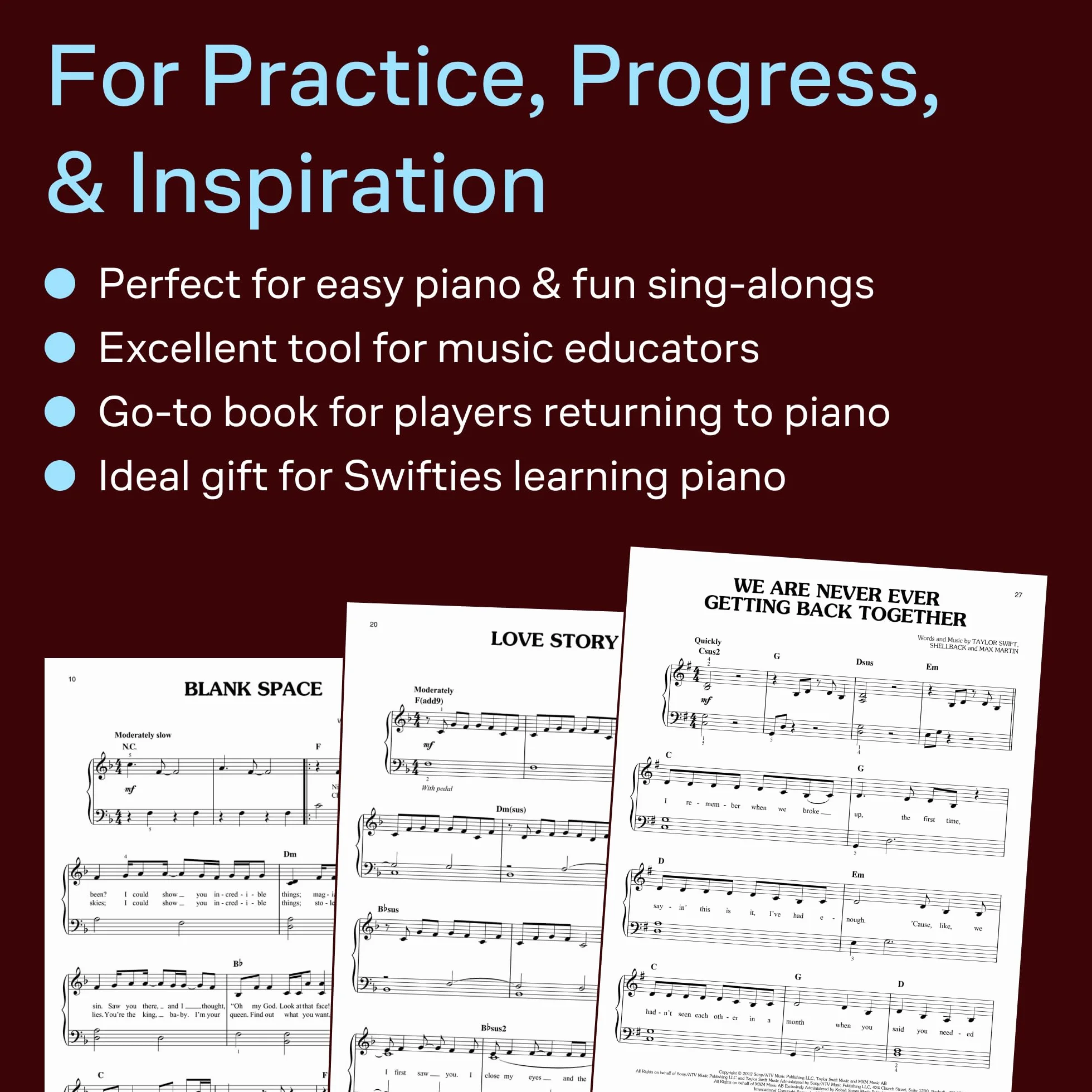 Taylor Swift Easy Piano Play-Along Volume 19: Recueil + Enregistrements en Ligne