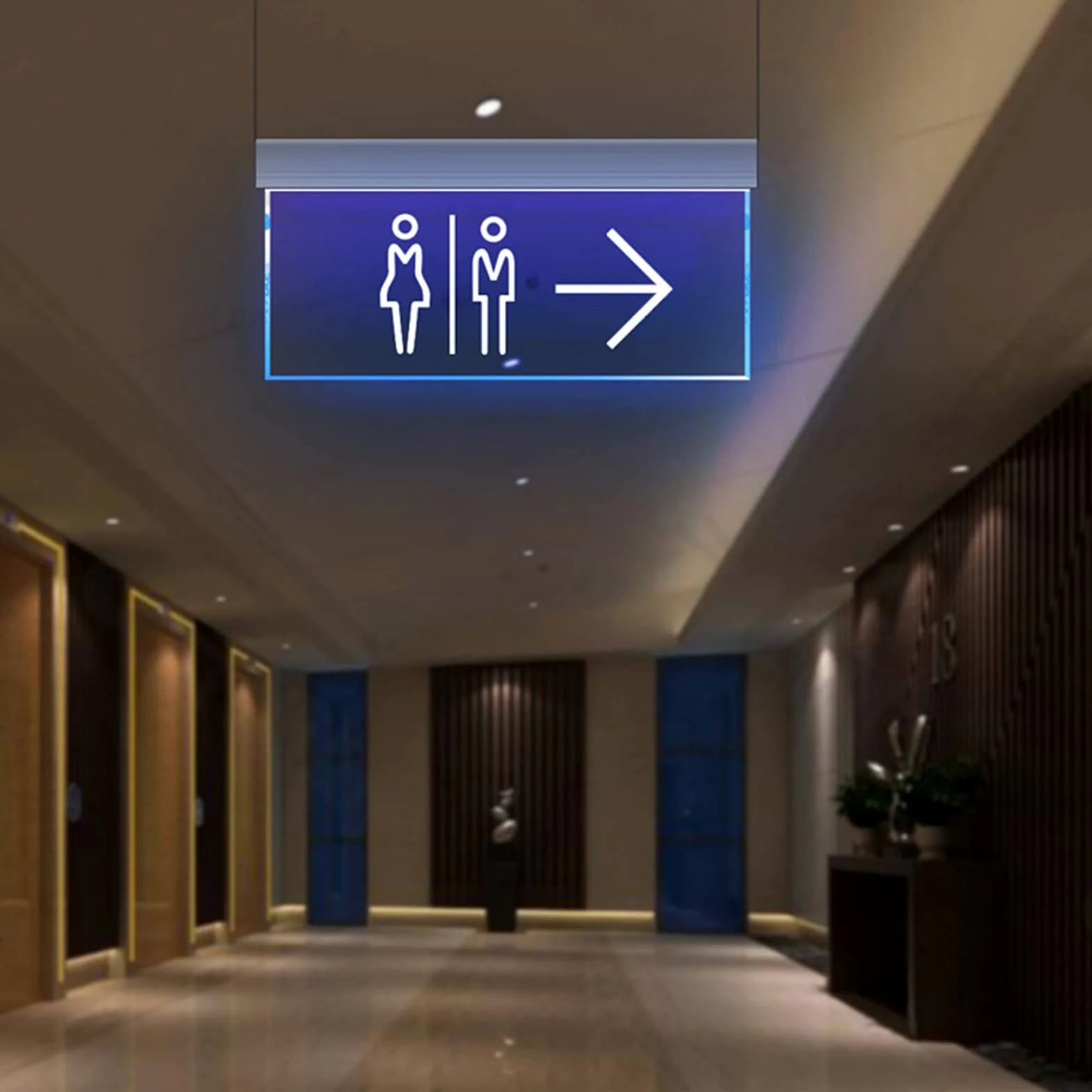 LED toaleta światło toaletowe znak ścienny podświetlany wyświetlacz strzałka znak zgodności toalety prawa ściana znak wodoodporny i łatwy w instalacji idealny do domowego biura restauracji C (A)