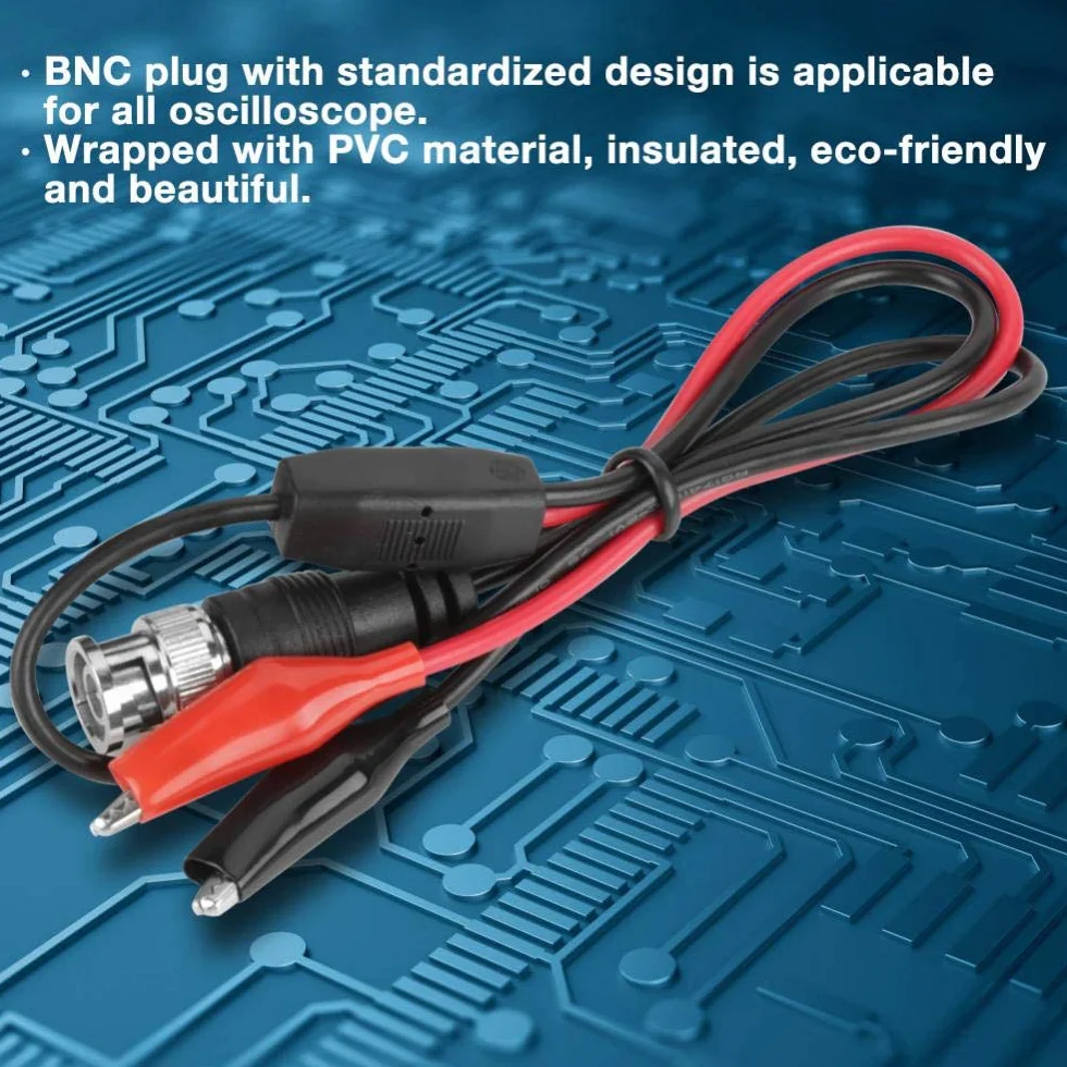 Kabel sondy testowej, Dekaim 2 szt. BNC Oscyloskop BNC Wtyczka męska Q9 do podwójnego zacisku krokodyla 0,5 m
