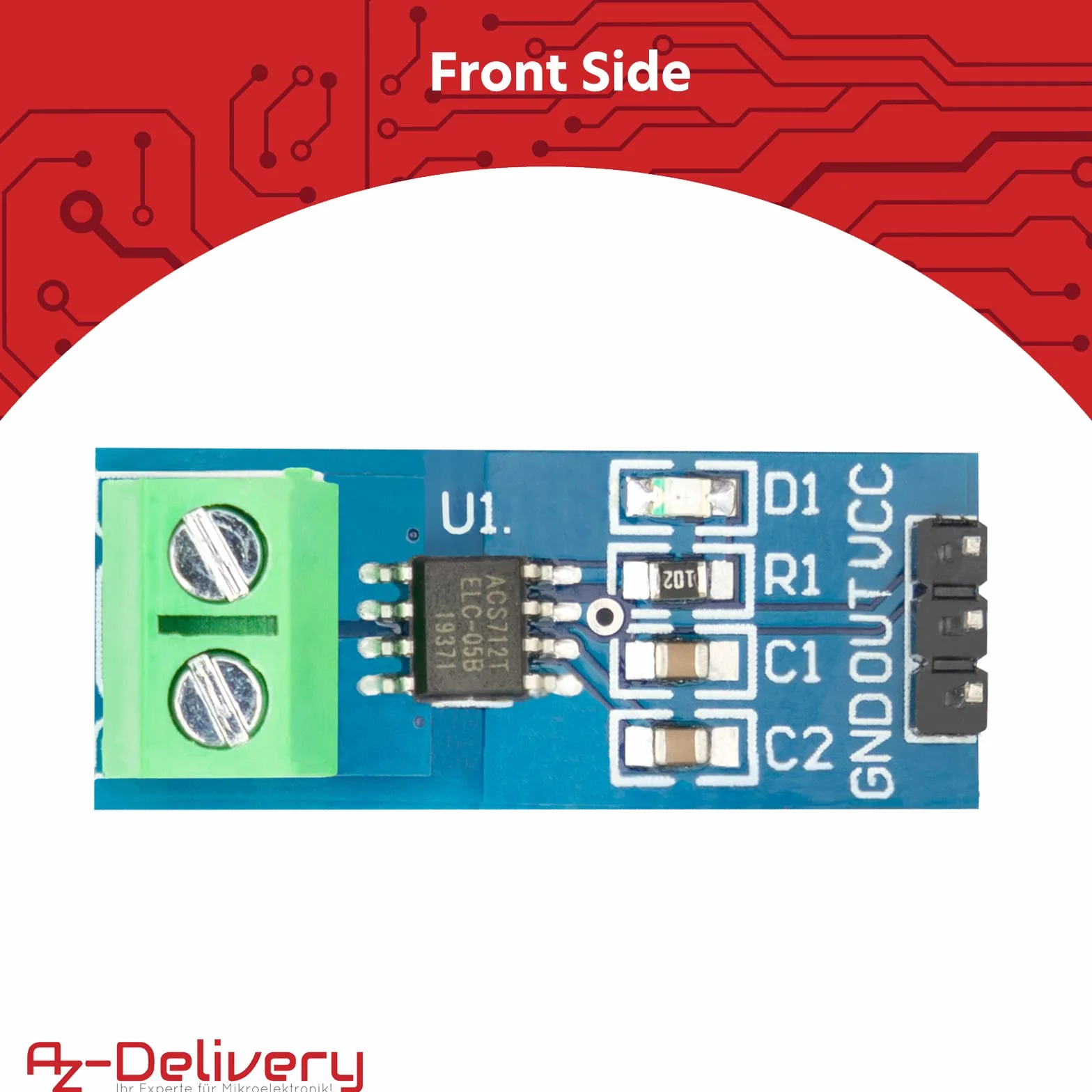 AZDelivery ACS712 20A Czujnik Prądu Moduł dla Arduino