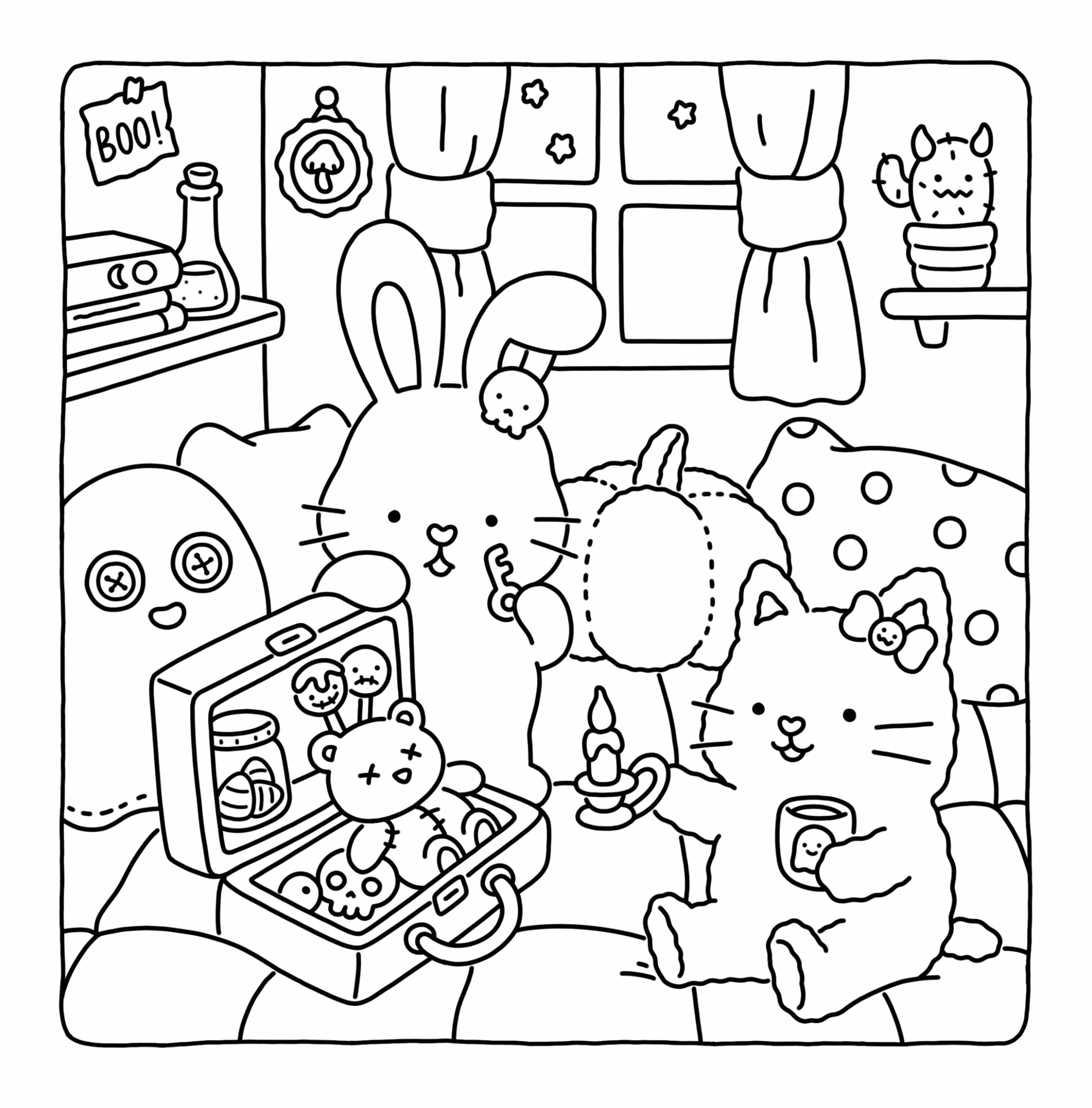 Spooky Fuzzy: Cute Creepy Coloring Book for Adults and Teens