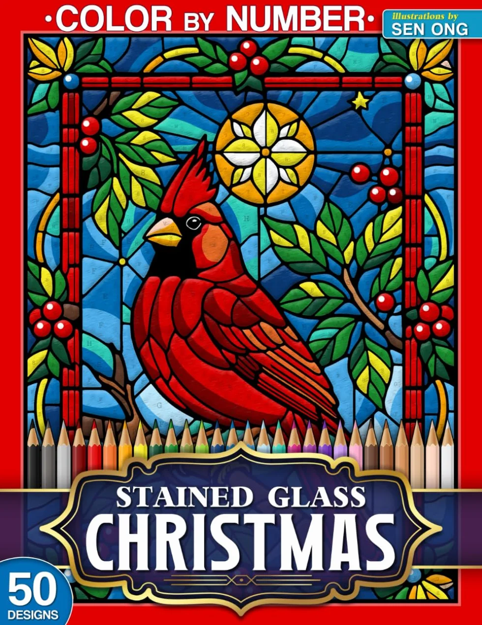 Christmas Magic Stained Glass Color by Number: 50 Festive Designs for a Joyous Holiday Season