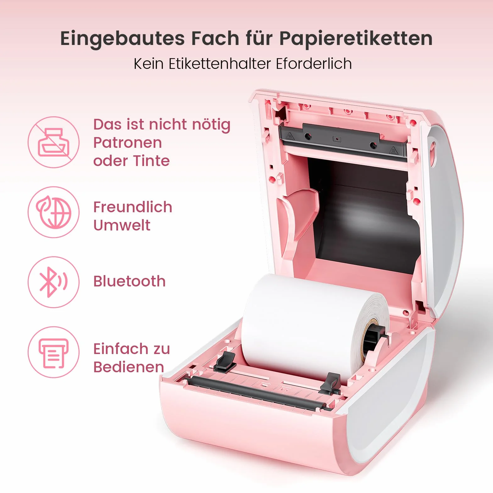 Bezprzewodowa drukarka etykiet termicznych Bluetooth 4 x 6 różowa dla małych firm