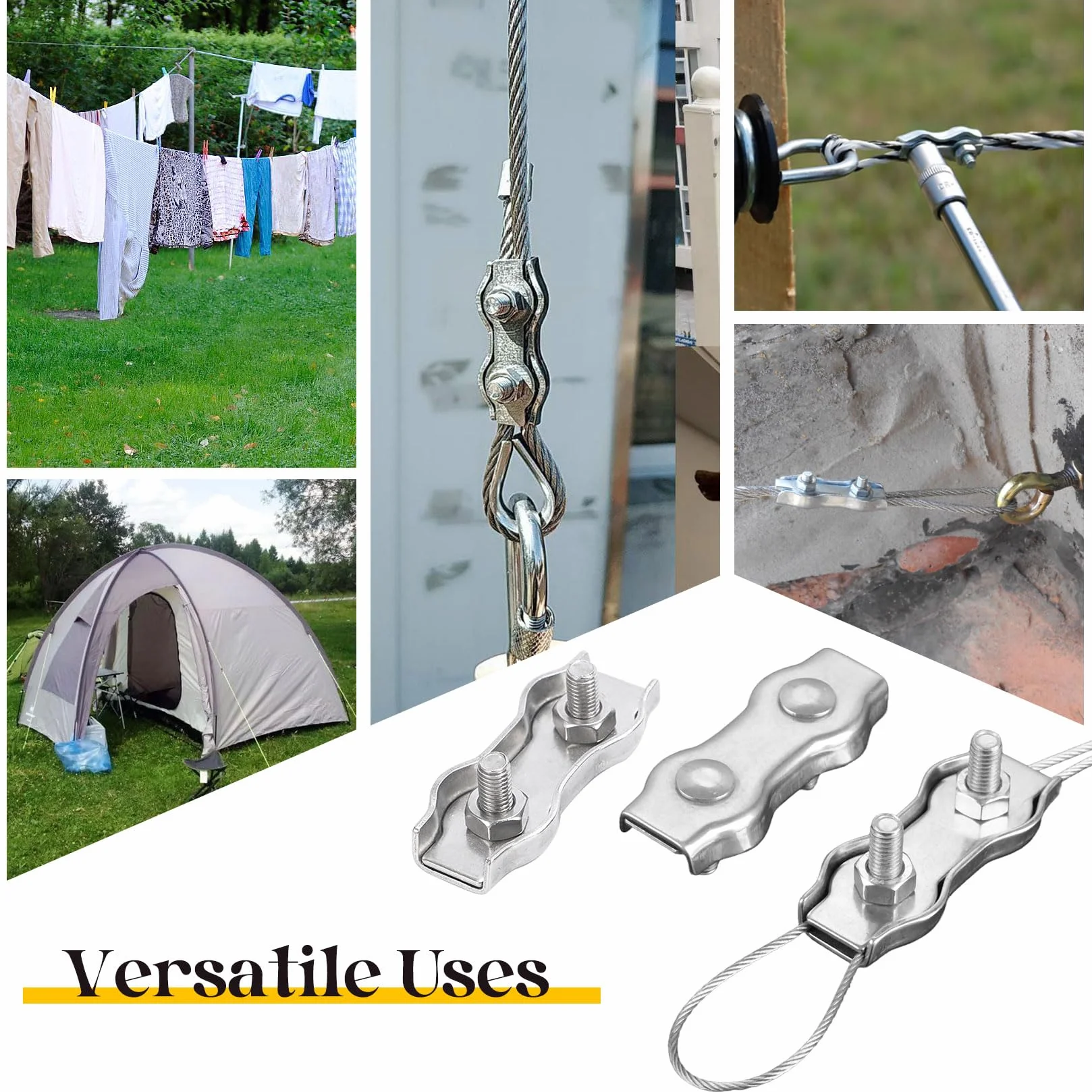 Herbst M3 zacisk do liny drucianej, 12 sztuk zacisków linowych 2 mm zacisk duplex stal szlachetna 304 zacisk kablowy zaciski do liny drucianej do mocowania liny stalowej, linka do prania