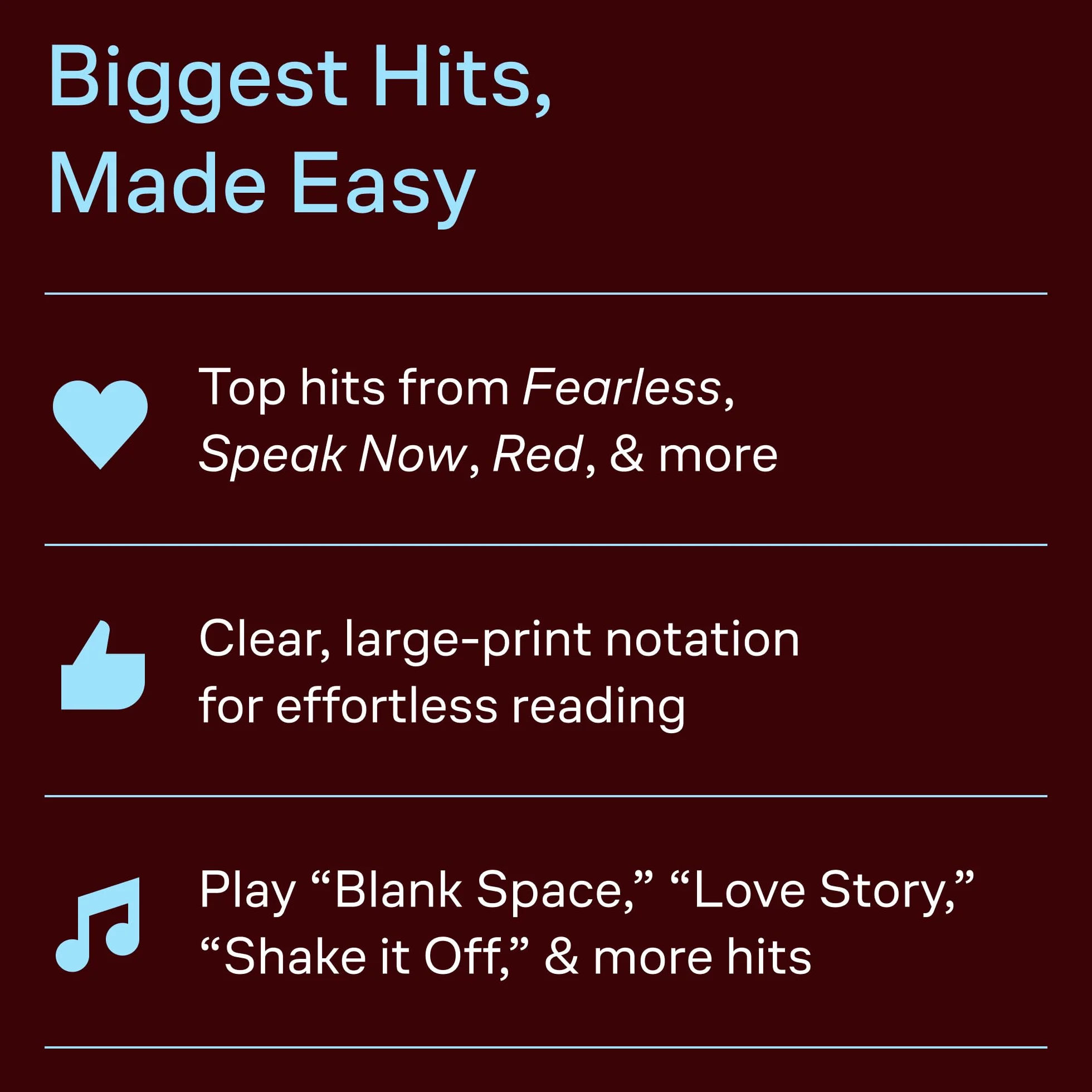 Taylor Swift Easy Piano Play-Along Volume 19: Recueil + Enregistrements en Ligne