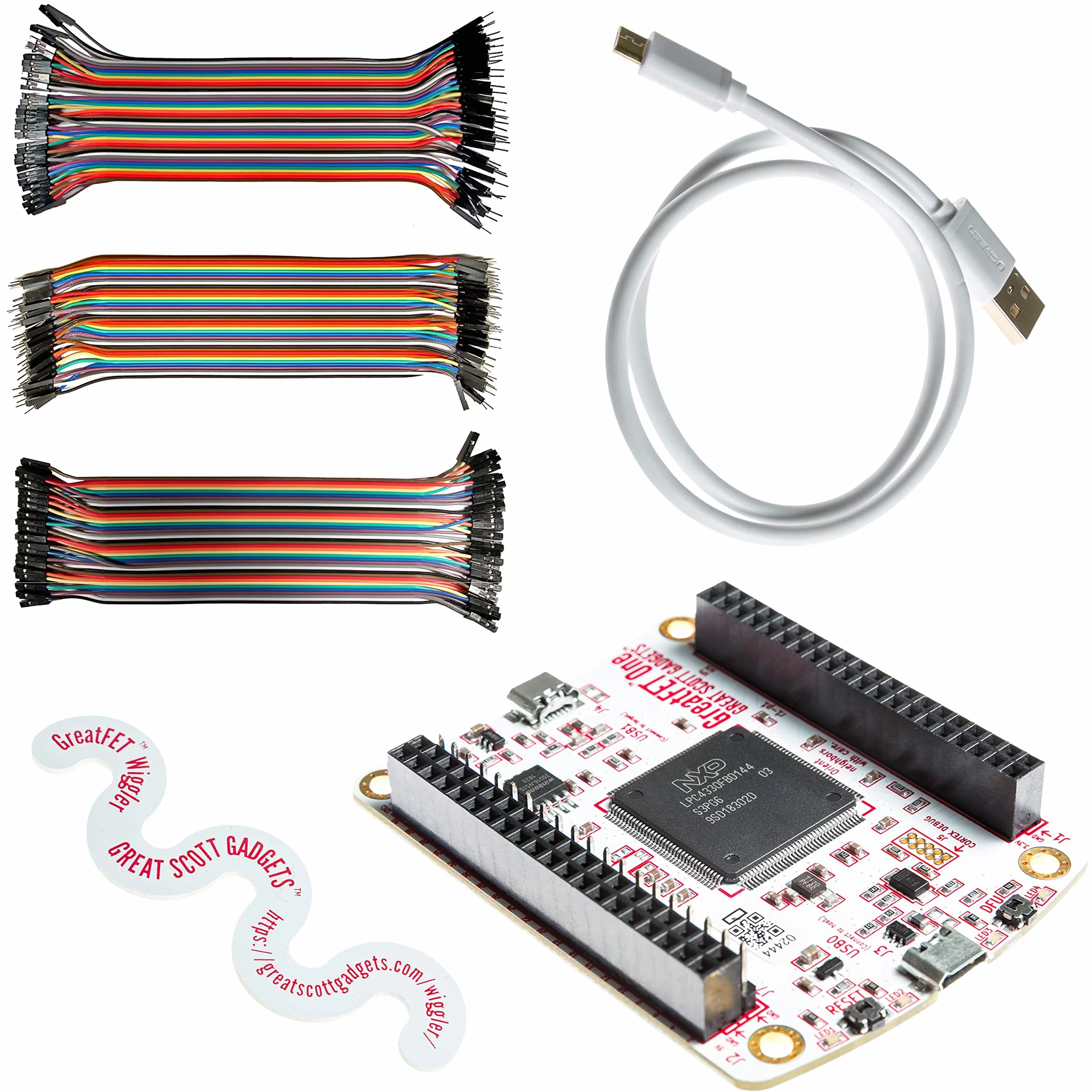 NooElec Great Scott Gadgets GreatFET One Bundle - Hi-Speed USB Peripheral, analizator logiki, debugger i płytka rozwojowa. Otwarty sprzęt. Zawiera GreatFET One, Wiggler, kabel i 120 przewodów