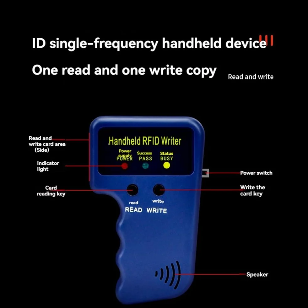 Ręczny programator kart identyfikacyjnych RFID 125 kHz i kopiarka, w zestawie 5 pilotów i 5 kart do EM4305 T5577