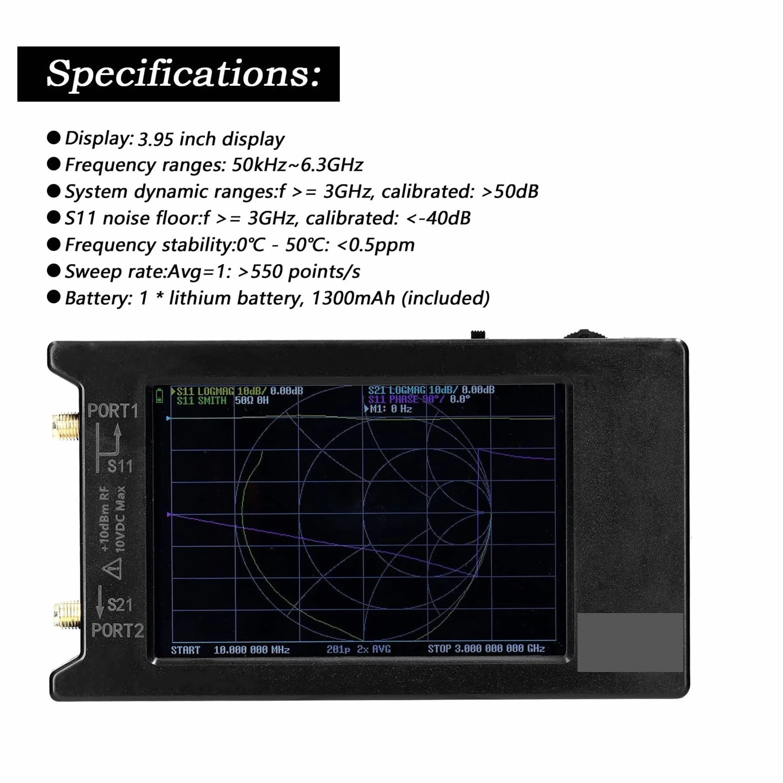 Analizator widma VNA64 5 0KHZ-6.3GHz Vector Network Analyzer HF VHF UHF Antena 3,95 cala