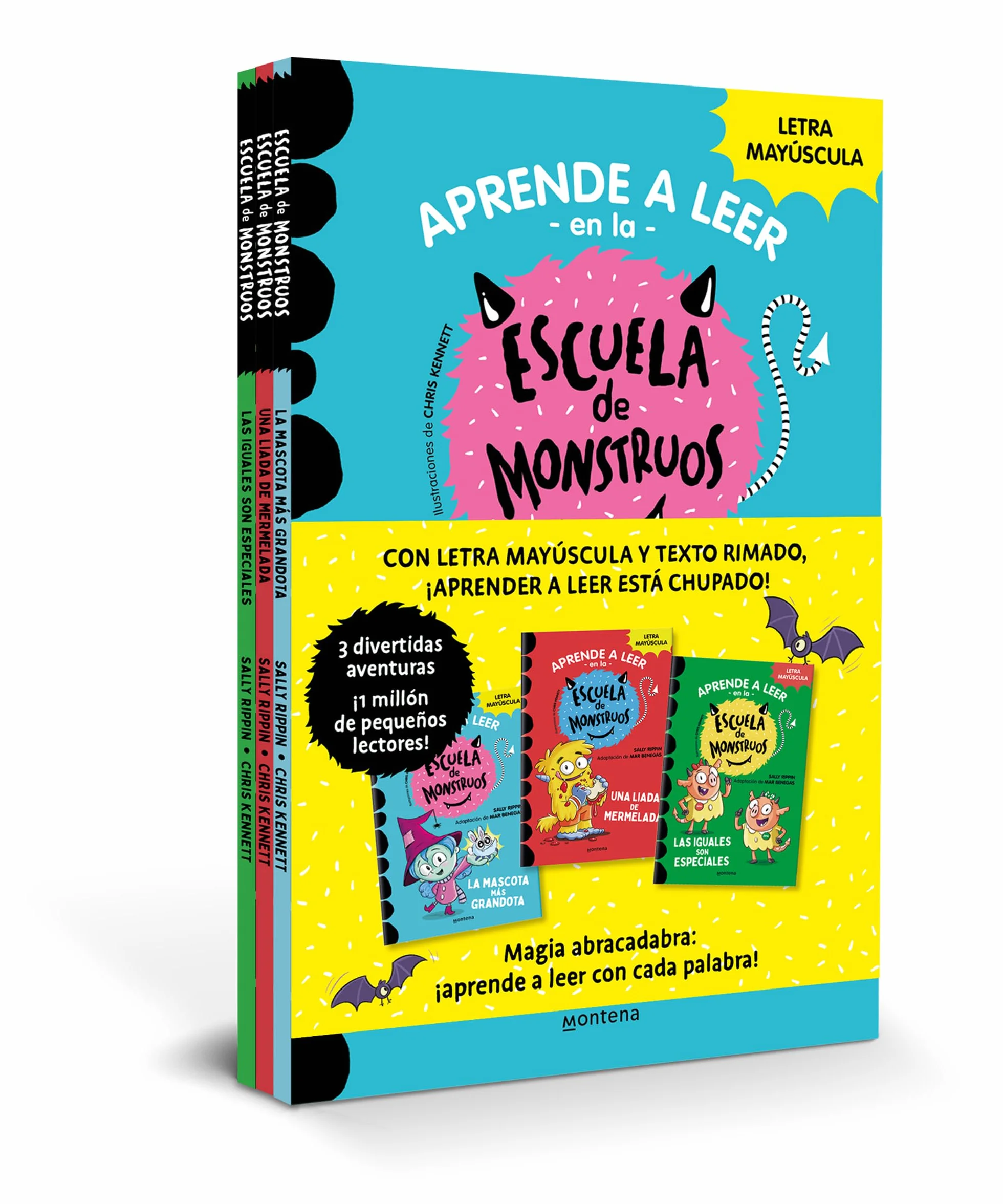 Escuela de Monstruos Pack Libros 1 2 3 En letra MAYÚSCULA aprender a leer niños 5 años