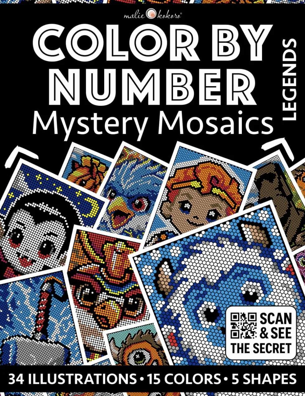 Color by Number: Legends | Black Background Edition | Mystery Mosaics Coloring Book for Adults | Pixel Art Coloring for Relaxation and Mindfulness: Bold and Easy | Color Quest | Myths and Legends